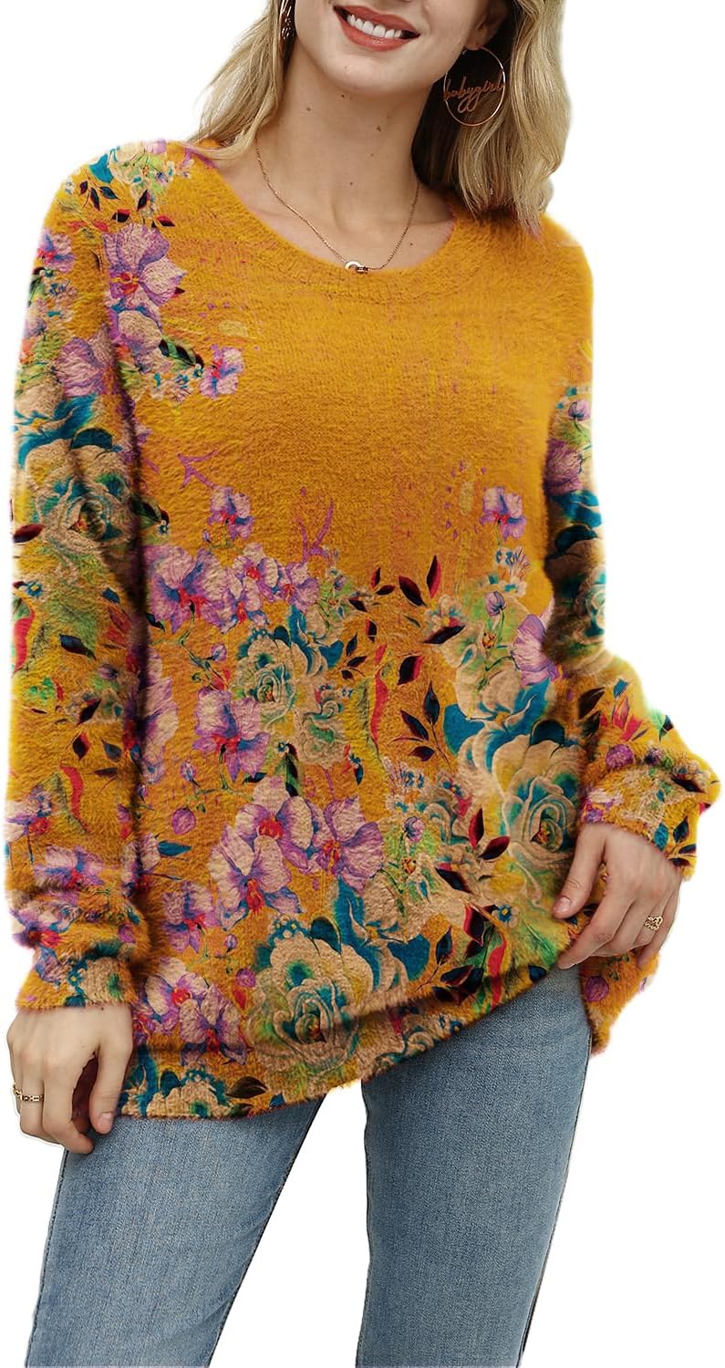 Manufacturer  YESNO Women Christmas Sweater Graphic Printed Oversized Pullover Sweaters Casual Loose Knit Tops S01   sweaters