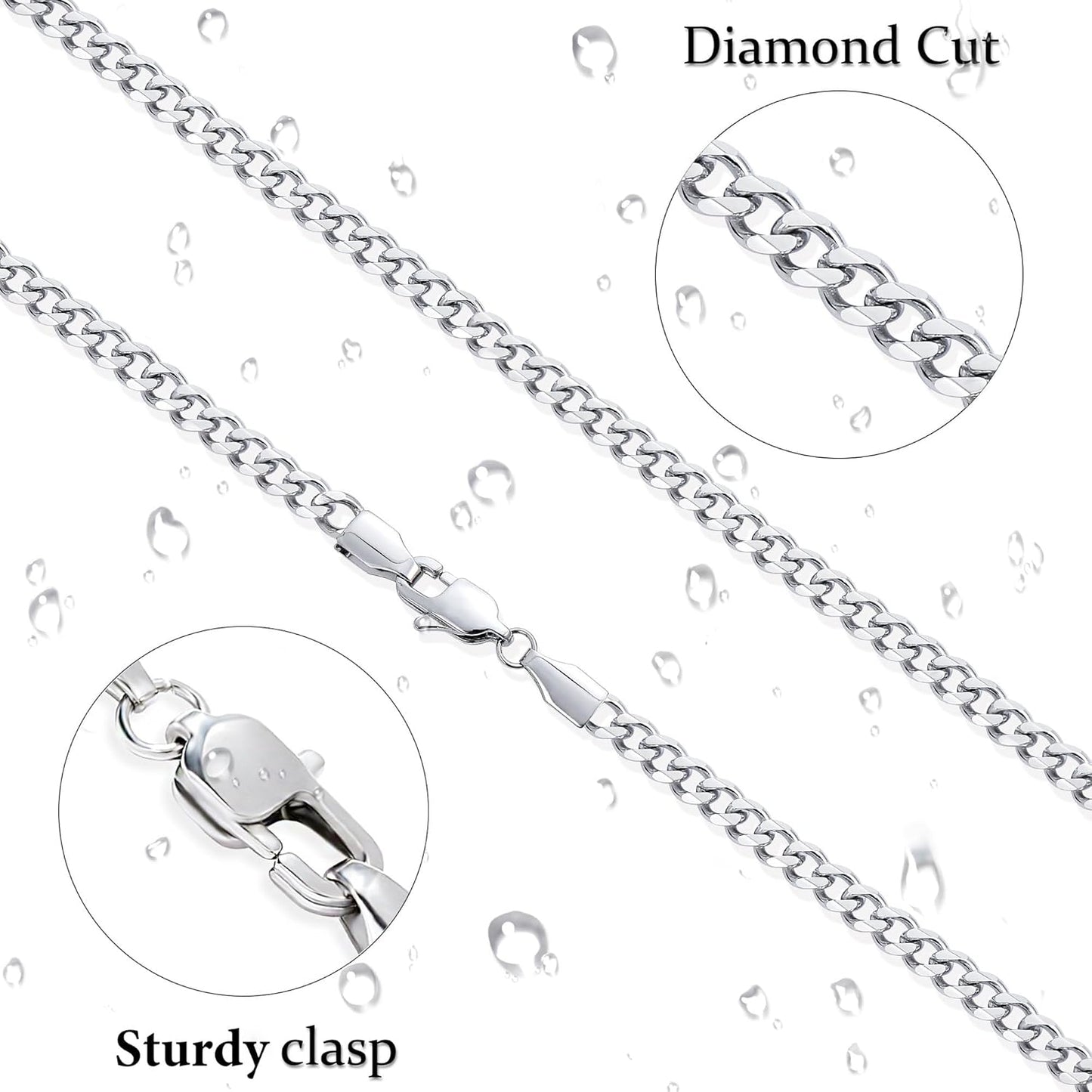 Manufacturer  Fiusem 3.5mm Cuban Link Chains for Men, women，Silver Tone/Black/14K Gold Plated Stainless Steel Necklace Chain, Mens Necklace 16, 18, 20, 22, 24, 26, 28 Inch  Necklace