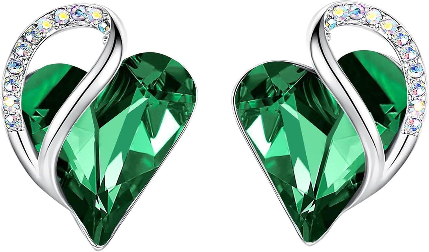 Manufacturer  Earrings for Women, Mothers Day Gift for Mom, Heart Birthstone Crystal Stud Earring, Silver Plated Birthday Jewelry  earring