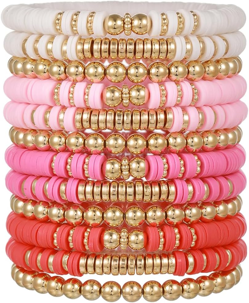 Manufacturer  12pcs Friendship Bracelets Beaded Bracelets Heishi Bracelet Cute Bracelets Stack Vinyl Clay Disc Bead Surfer Stretch Summer Beach Bracelets For Women Preppy Bracelets  bracelets