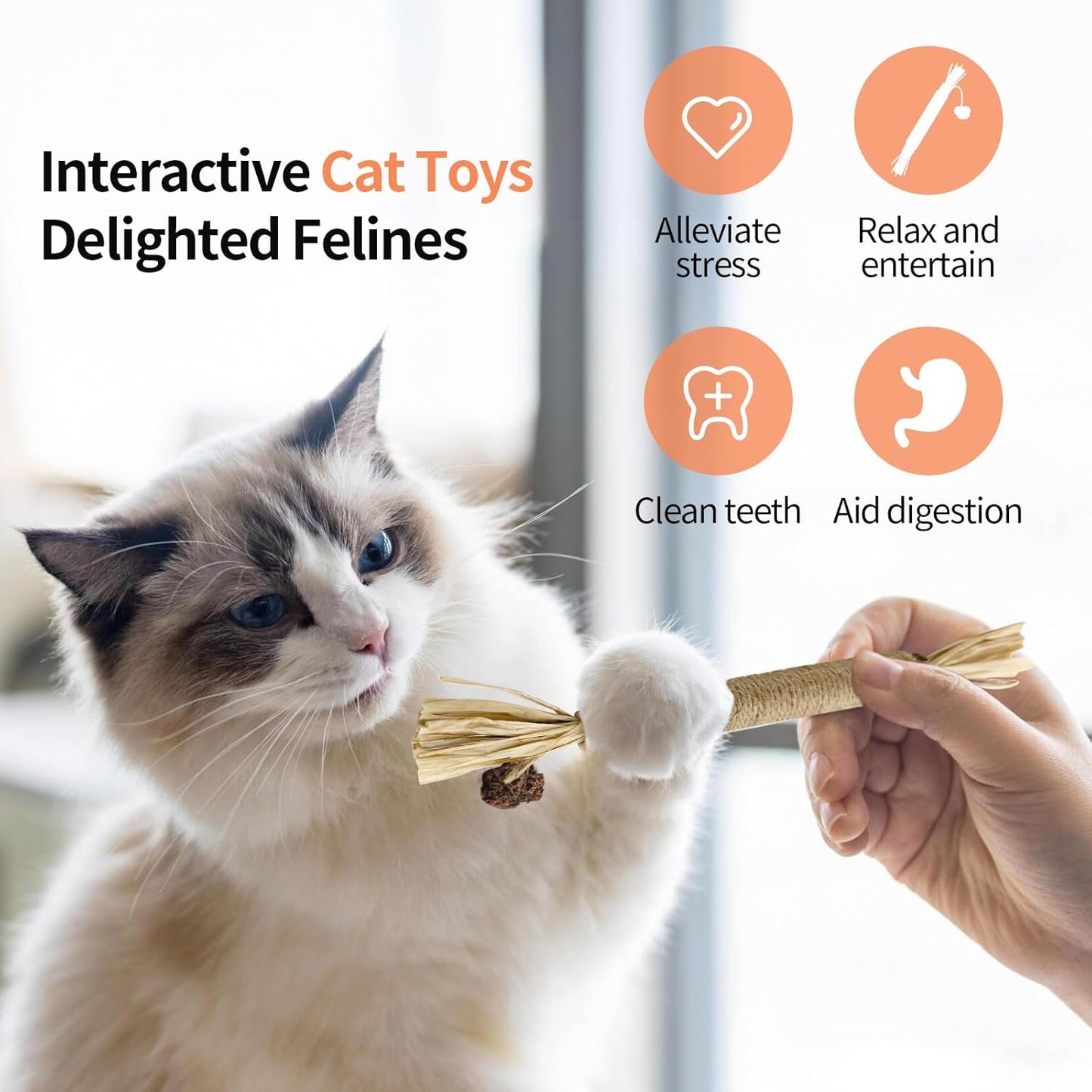 Manufacturer  3 Pack Silvervine Sticks Cat Toys, 100% Natural Kitten Teething Chew Toys, Catnip Toys for Kittens & Cats, Cat Approved Gift, Protects Furniture    Cat toy