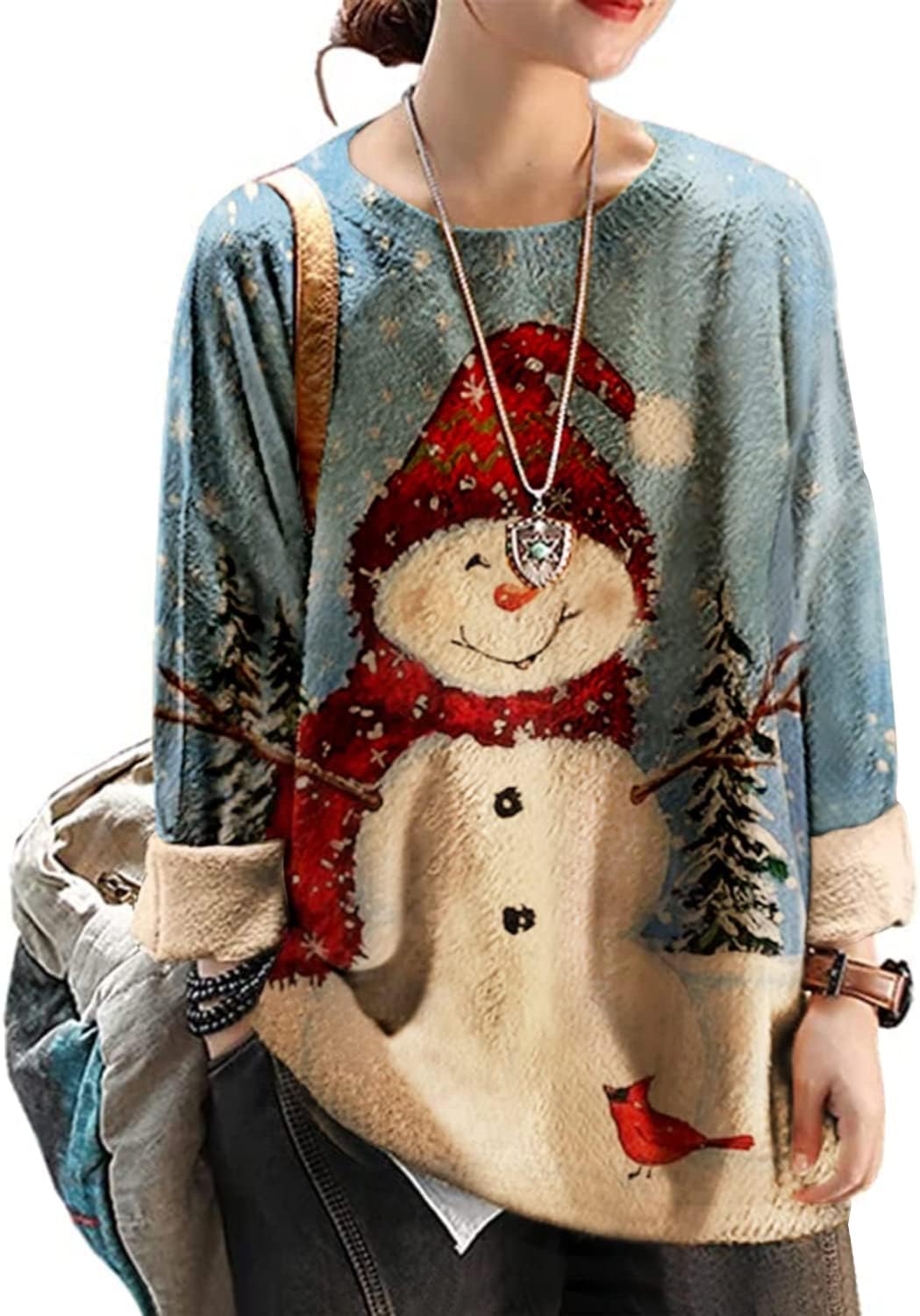 Manufacturer  YESNO Women Christmas Sweater Graphic Printed Oversized Pullover Sweaters Casual Loose Knit Tops S01   sweaters