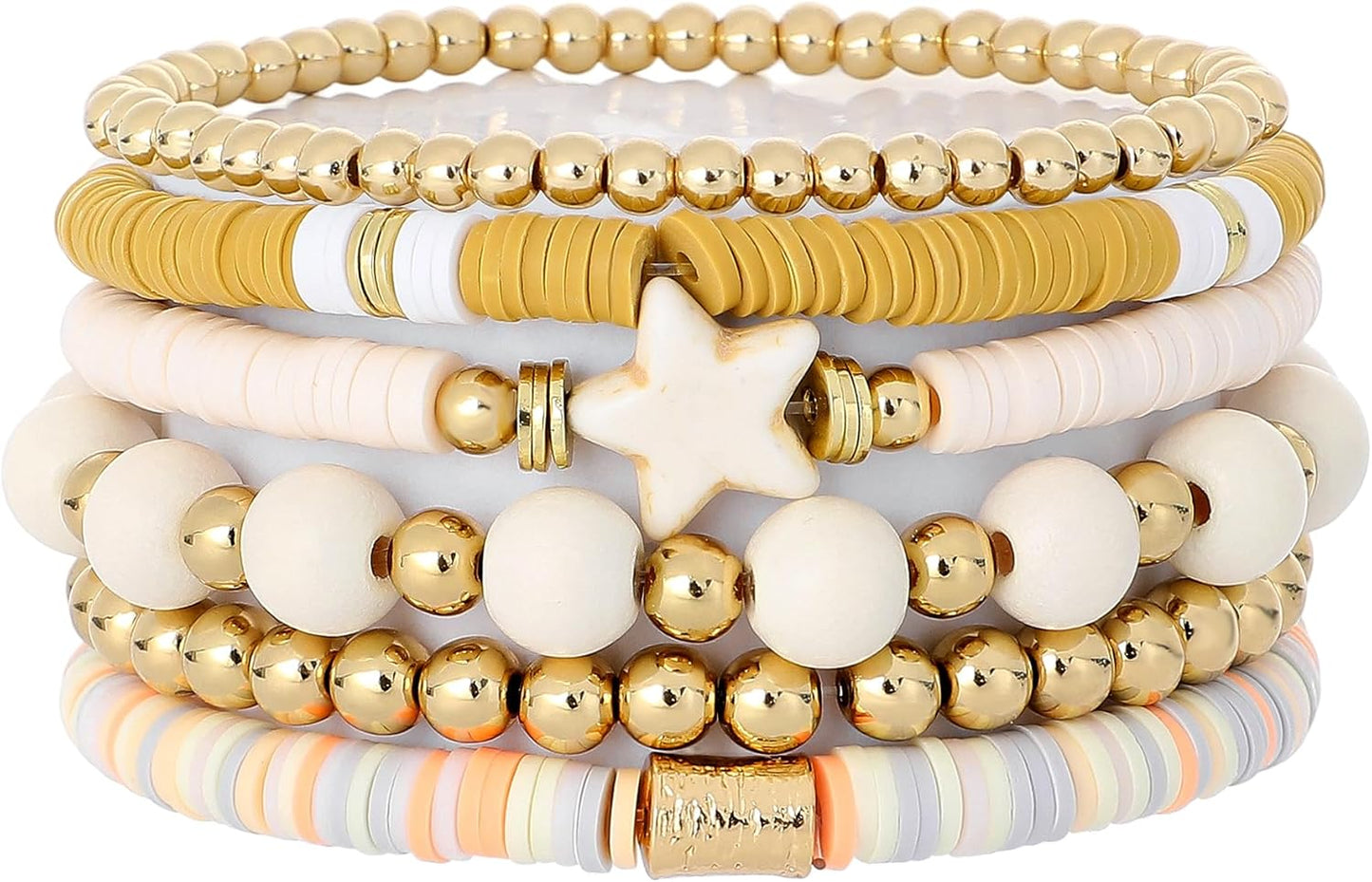 Manufacturer  GOOJIDS Surfer Heishi Clay Bead Bracelets for Women Bohemian Stackable Gold Beaded Stretch Bracelets Elastic Layering Friendship Bracelets Set Boho Jewelry  bracelets