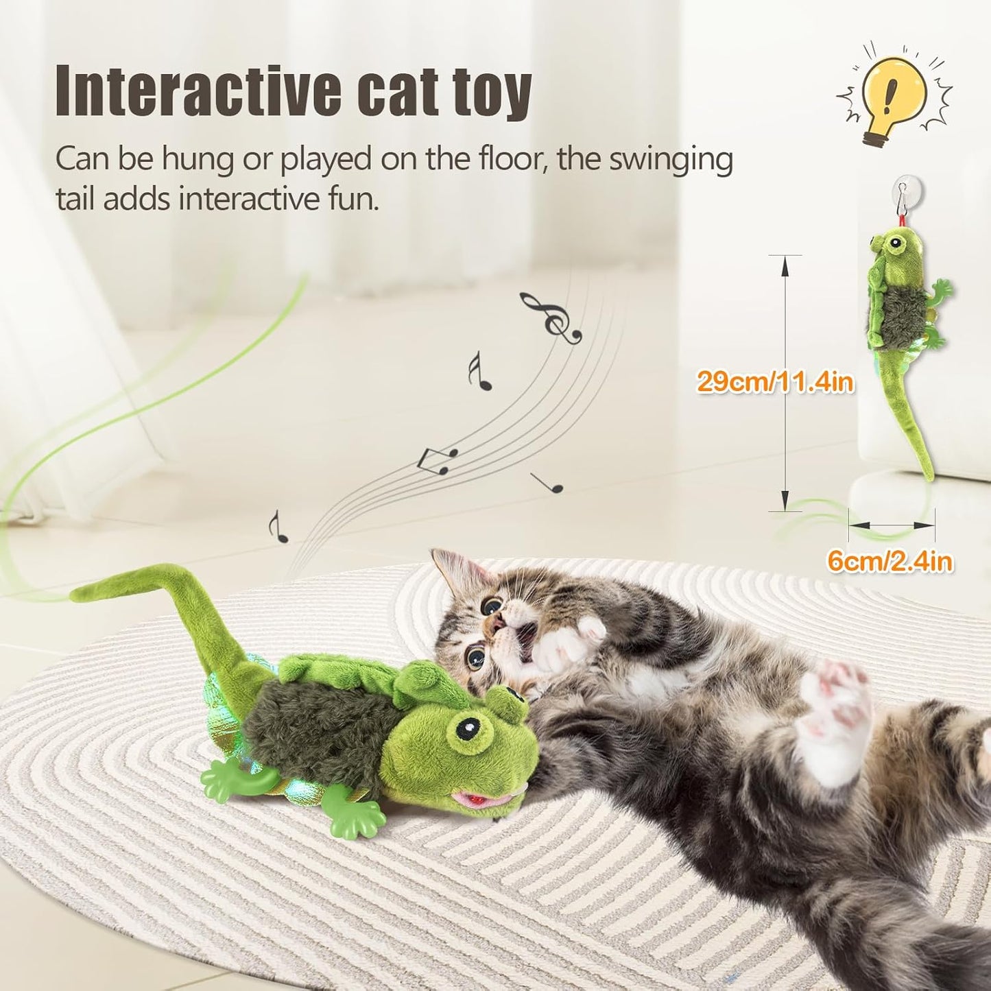 Manufacturer  Migipaws Cat Toys, Touch Activated Flapping Chirping Lizard Kitten Toy with Catnip for Indoor Cats Kicker, Rechargeable (Green)    Cat toy