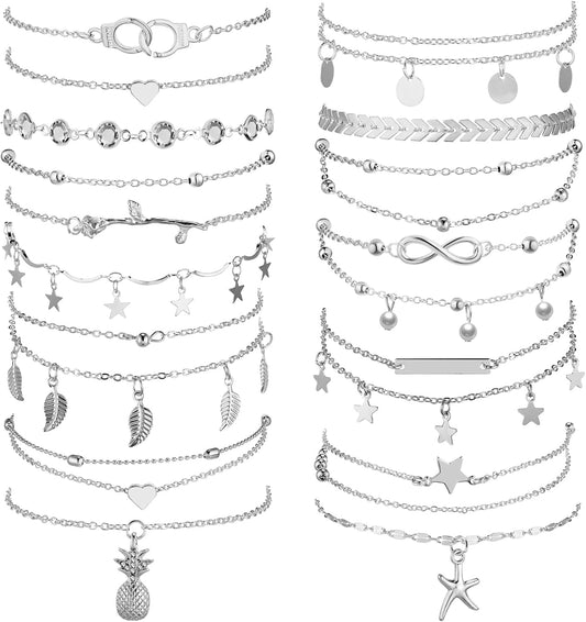 Manufacturer  Hicarer 16 Pieces Ankle Bracelets 14K for Women Anklets Set Boho Beach Anklets Foot Chains Adjustable Foot Hand Jewelry Romantic Gift  bracelets