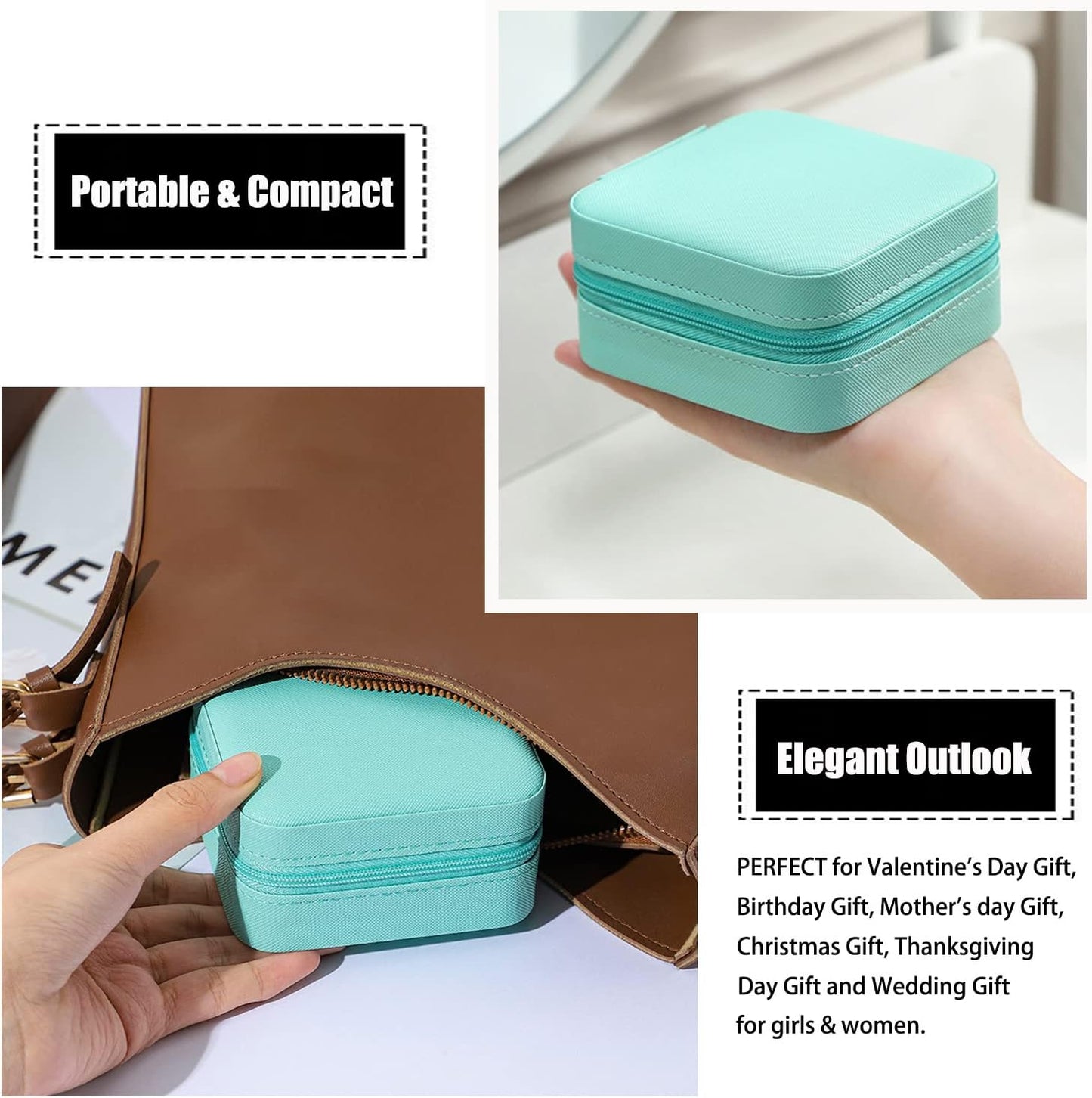 Manufacturer  Mini Jewelry Travel Case, PU Leather Travel Jewelry Organizer Box, Small Portable Portable Jewellery Storage Holder for Womens Rings Earrings Necklaces Bracelets (Blue)   rings