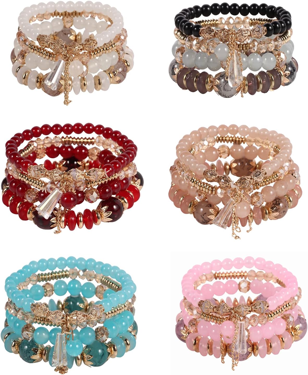 Manufacturer  Bohemian Boho Stackable Bracelets for Women Set, Girls Stretch Multilayer Stack Beads Colorful Beaded Charm Bracelets Girl Handmade Jewelry  bracelets