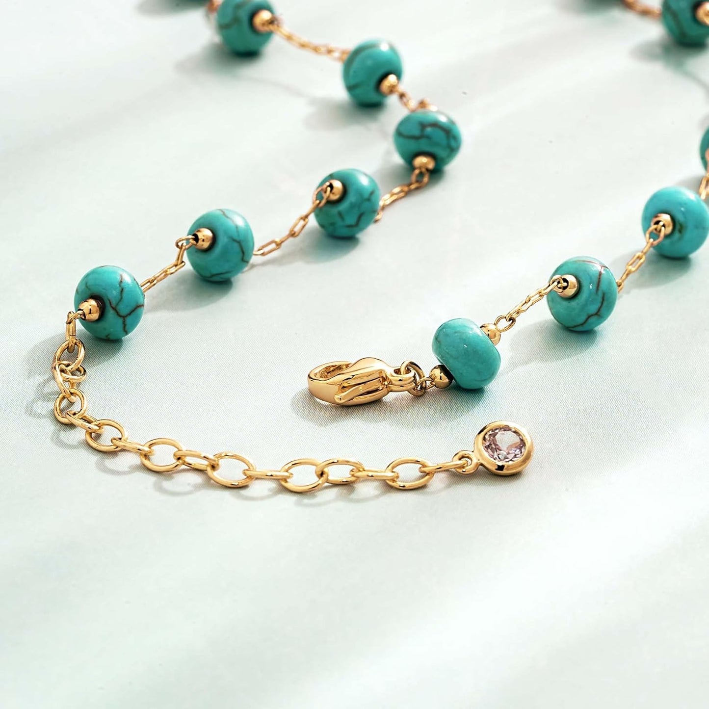 Manufacturer  Created Turquoise Necklace for Women 14K Gold Plated Beaded Heart Choker Boho Necklaces Handmade Beach Summer Everyday Western Jewelry Gifts  necklace