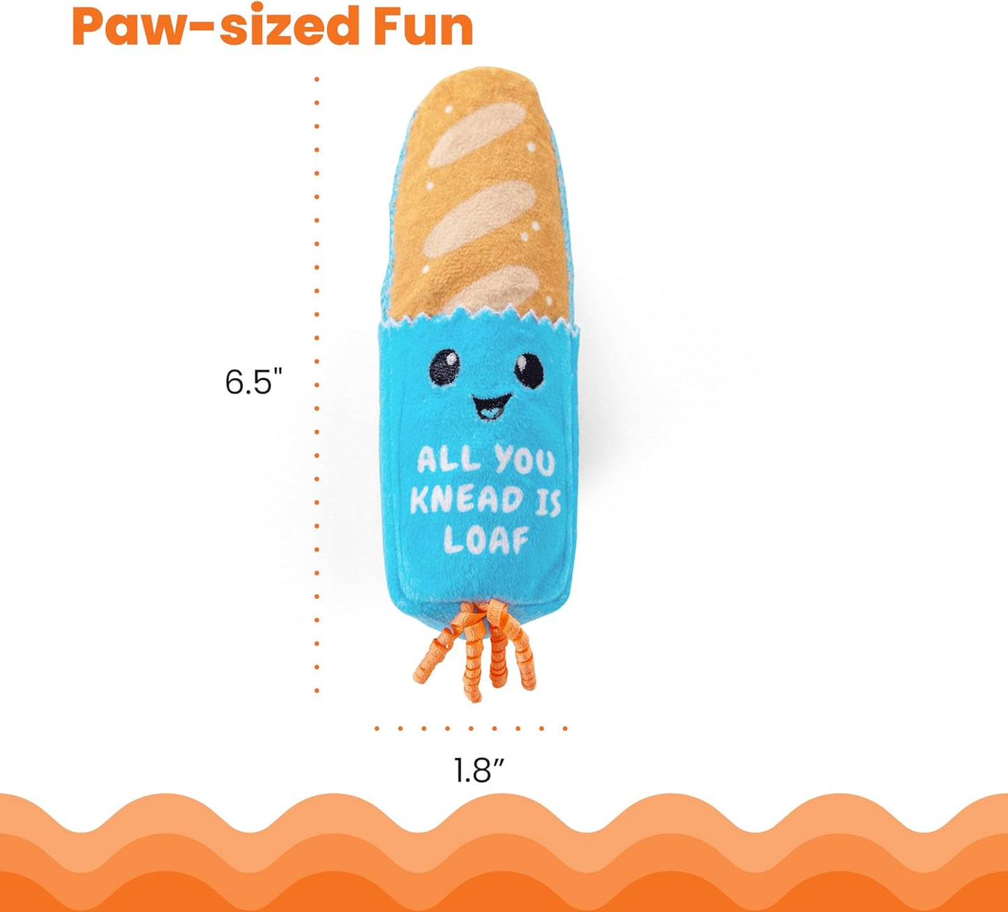 Manufacturer  Catstages Loaf Kicker Toy with Catnip and Dental Mesh, Bread Shape, Plush and Ribbon Cat Toy for Kicking, Tossing, and Teeth Cleaning, Tan    Cat toy