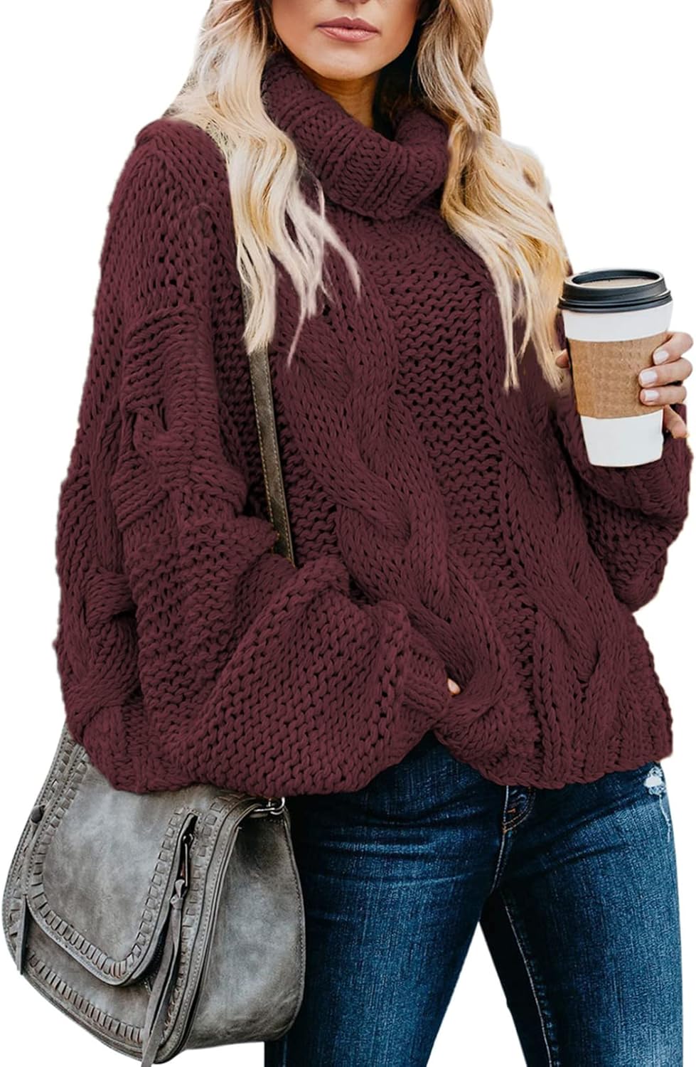 Manufacturer  Dokotoo Womens  Winter Fall Solid Turtleneck High Neck Balloon Long Sleeve Sweaters Pullover Outerwear   sweaters