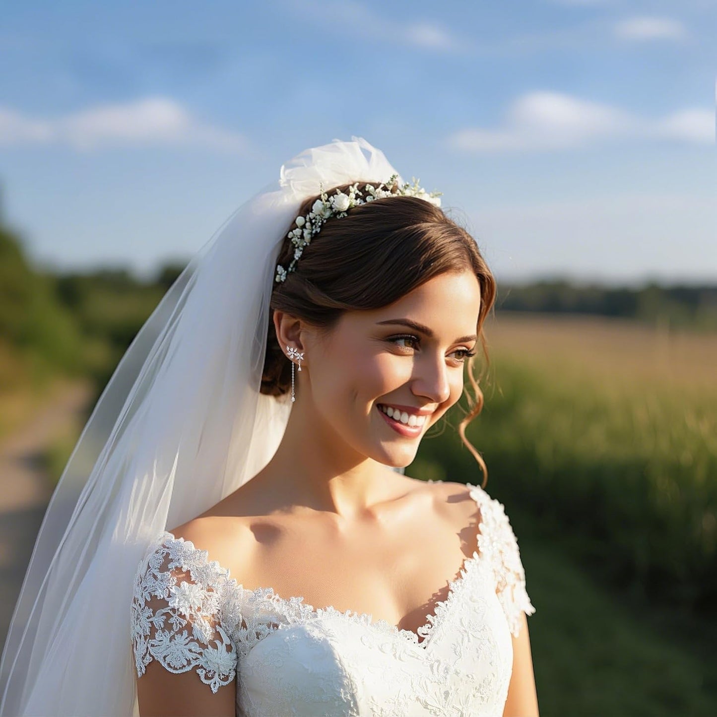 Manufacturer  SLUYNZ 925 Sterling Silver CZ Flowers Wrap Dangle Chain Earrings - Elegant Bridal Wedding Engagement Drop Earrings  earring