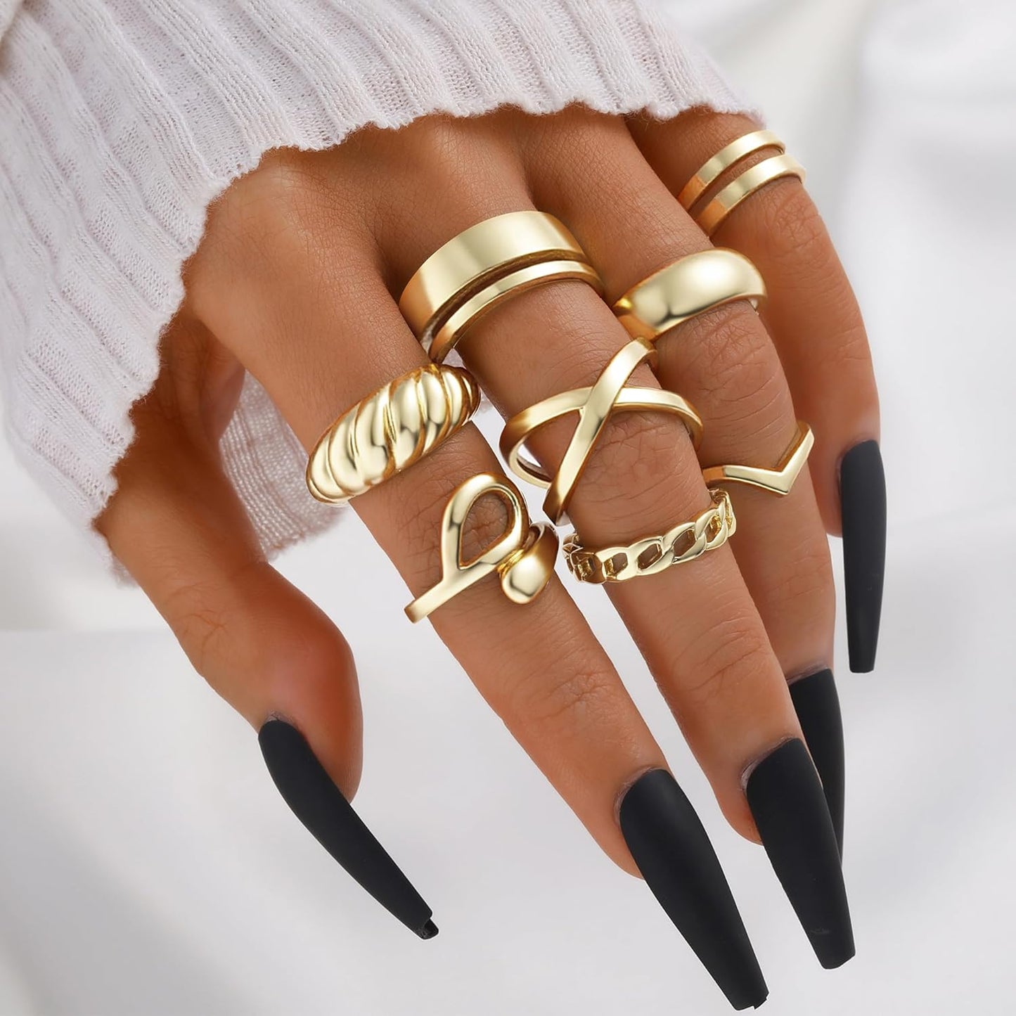 Manufacturer  YEEZII 25 Pcs Gold Knuckle Rings Set for Women, Cute Stackable Finger Midi Rings, Dainty Chunky Stacking Statement Womens ring pack   rings