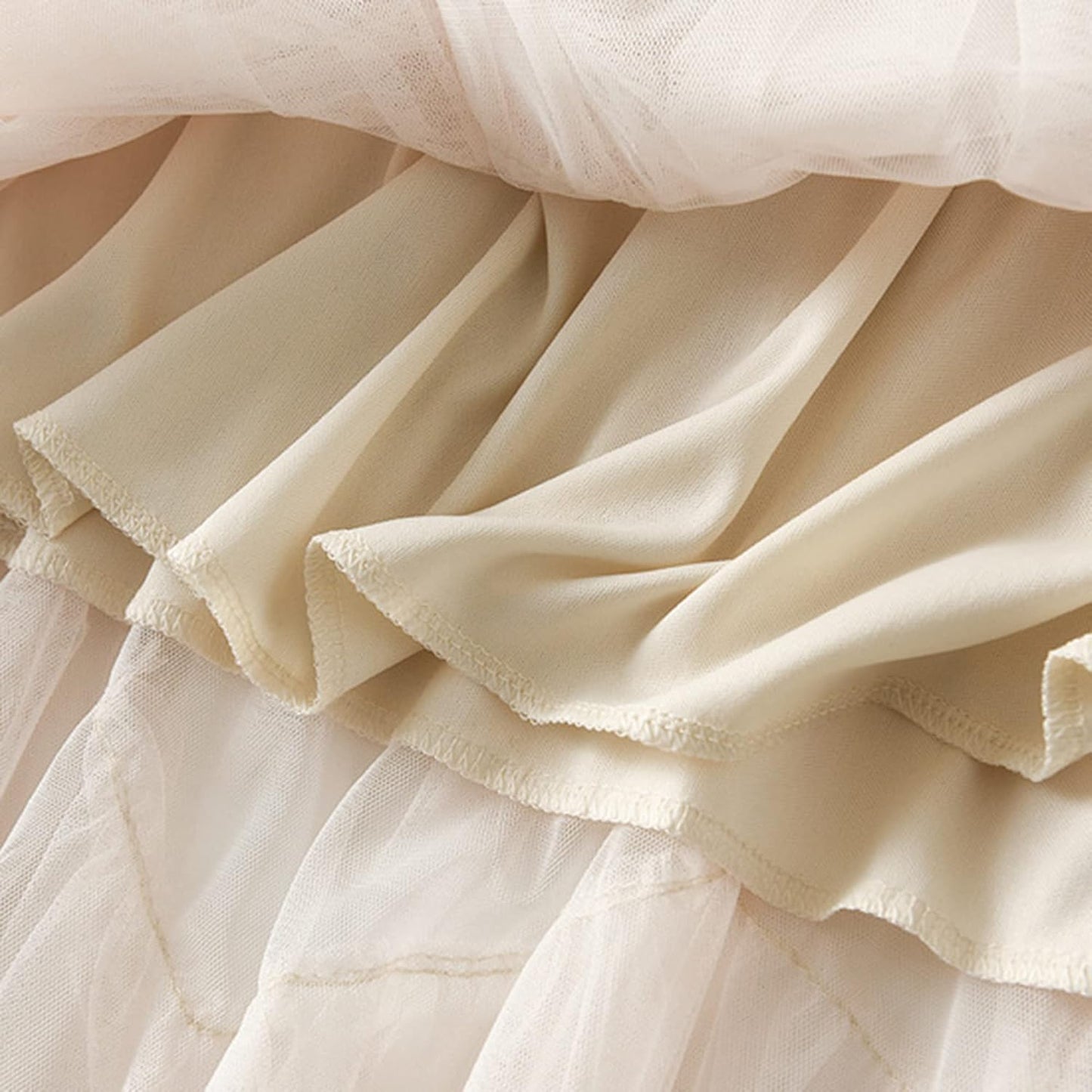 Manufacturer  Dirholl Women's A-Line Fairy Patterned Elastic Waist Ruffle Tulle Layered Midi Skirts