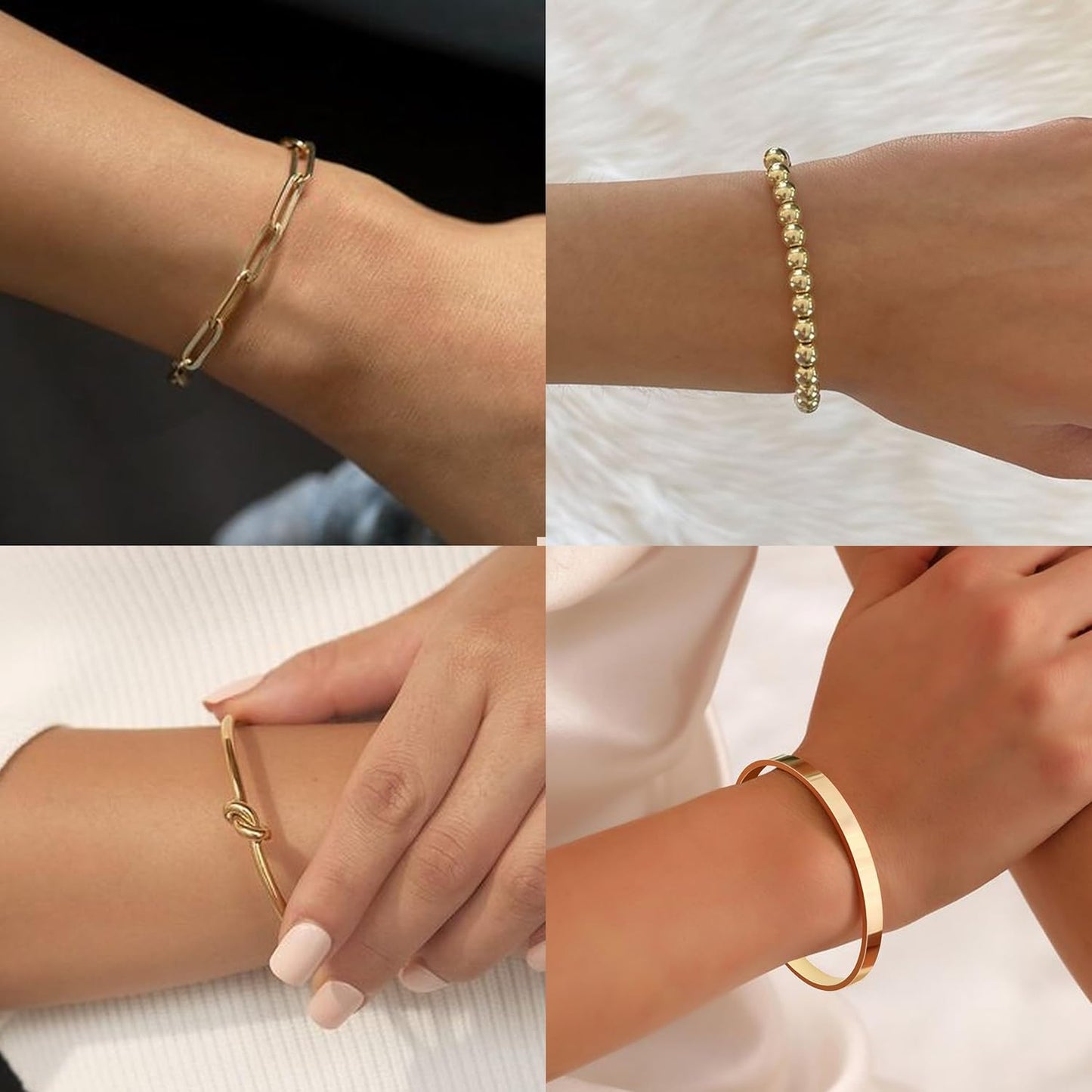 Manufacturer  Reoxvo 14K Gold Plated Bangle Cuff Bracelets for Women Non Tarnish Gold Bracelet Stack Jewelry Set for Women Trendy  bracelets