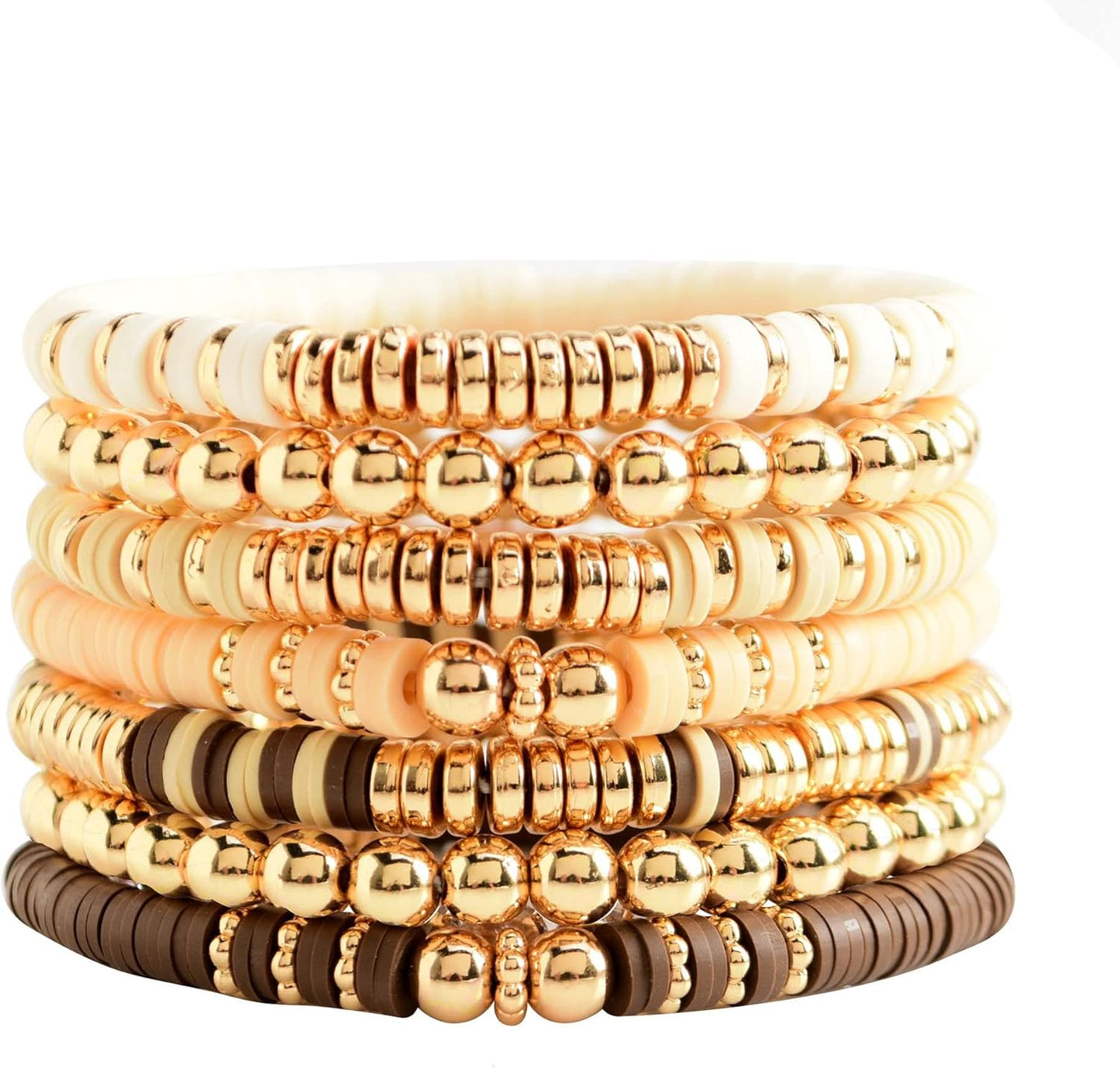 Manufacturer  GOOJIDS Surfer Heishi Clay Bead Bracelets for Women Bohemian Stackable Gold Beaded Stretch Bracelets Elastic Layering Friendship Bracelets Set Boho Jewelry  bracelets