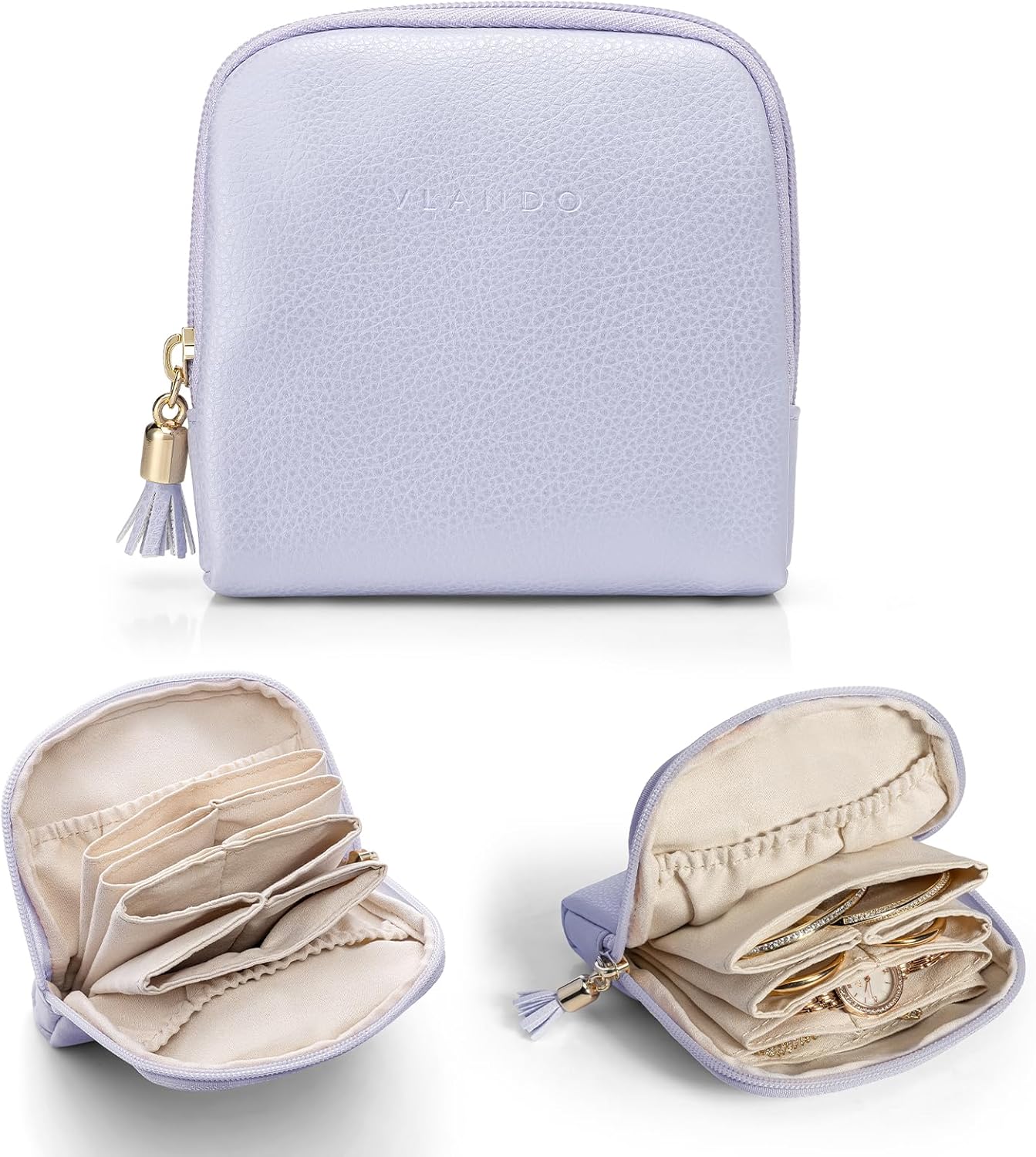 Manufacturer  Vlando Small Travel Jewelry Case,Travel Gifts for Women,Jewelry Pouch Bags with Zipper,Velvet Jewelry Organizer Storage Bag for Bracelet Rings Earring-Cream White   rings