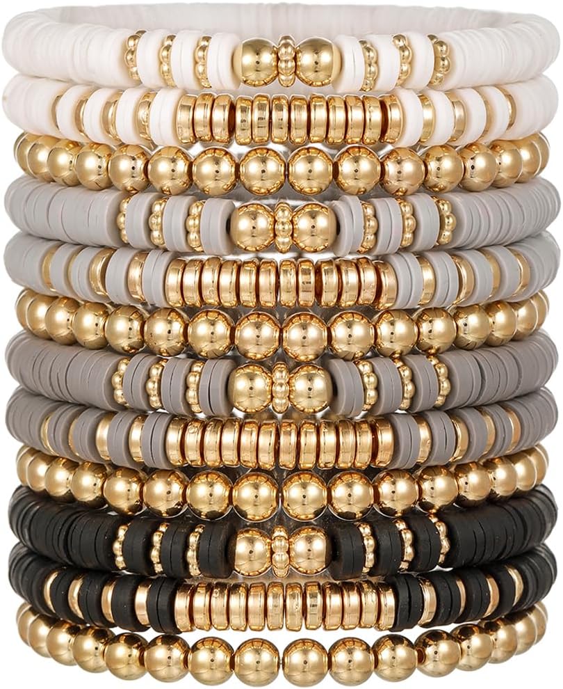 Manufacturer  12pcs Friendship Bracelets Beaded Bracelets Heishi Bracelet Cute Bracelets Stack Vinyl Clay Disc Bead Surfer Stretch Summer Beach Bracelets For Women Preppy Bracelets  bracelets