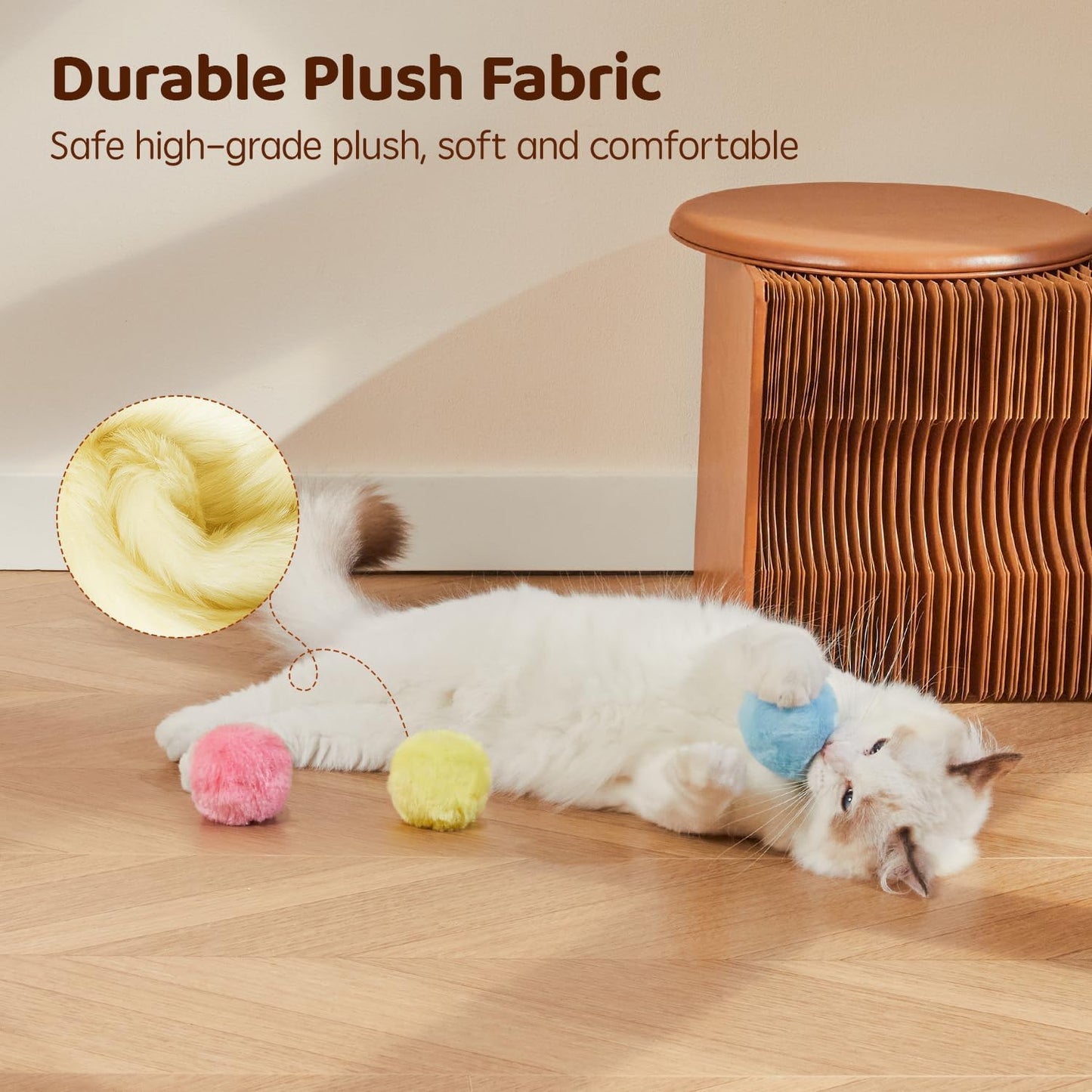 Manufacturer  Potaroma Chirping Cat Toys Balls with SilverVine Catnip, Upgraded, 3 Pack Fluffy Interactive Cat Kicker, 3 Lifelike Animal Sounds, Kitty Kitten Catnip Exercise Toys    Cat toy