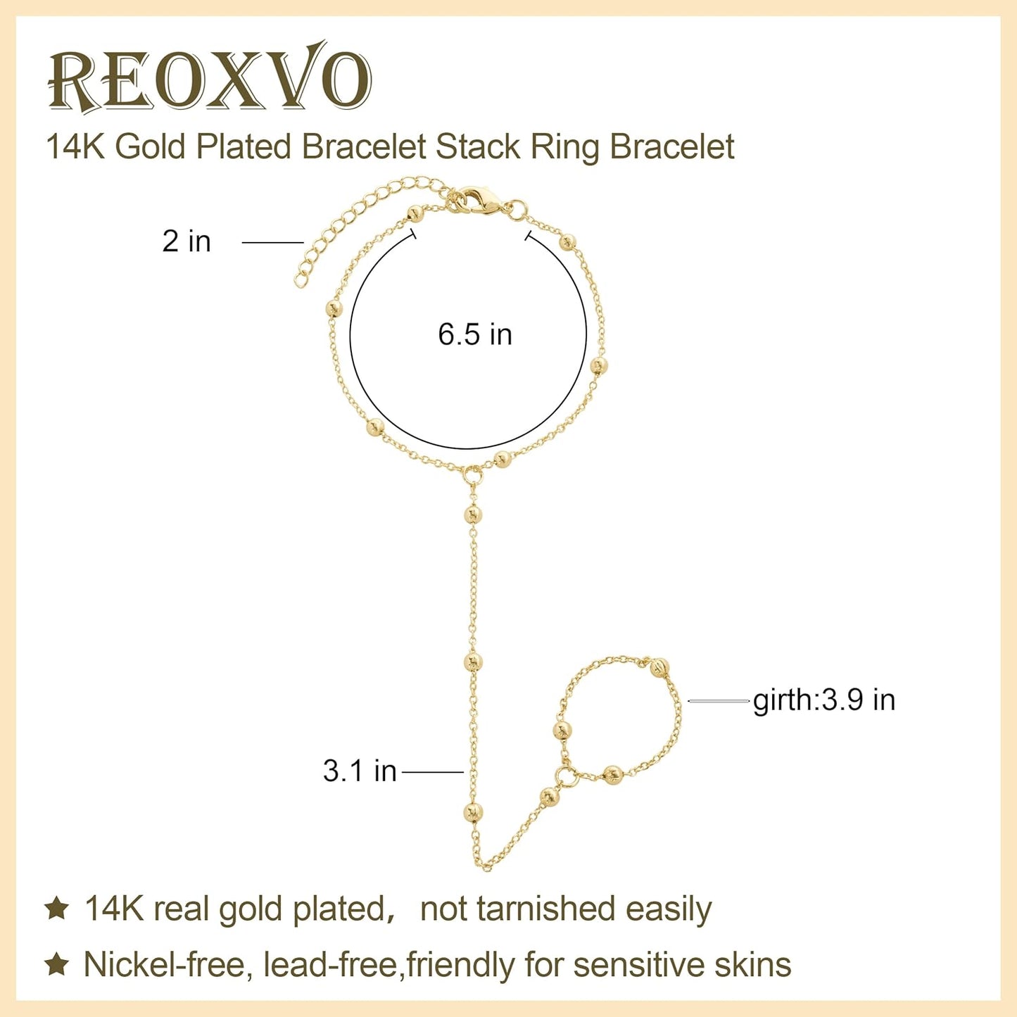 Manufacturer  Reoxvo Dainty Bracelets for Women Trendy, Sterling Silver Plated Brass Link Chain Charm Bracelet Set for Women Stack 14K Gold Plated Brass Link Bracelets Jewelry Gift for Women   rings