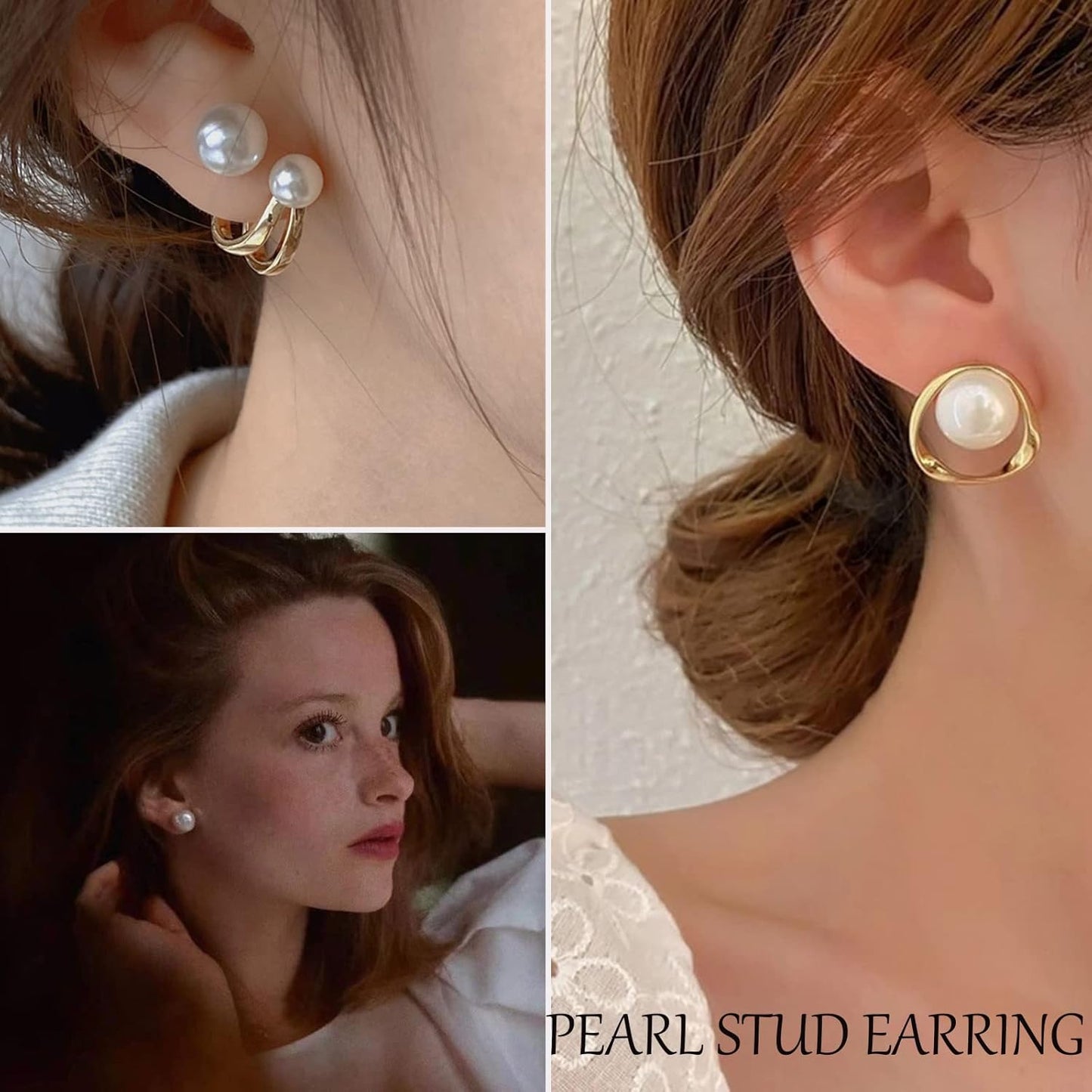 Manufacturer  68 Pairs Gold Stud Earrings for Women Multipack, Hypoallergenic Assorted Earring Set Multiple Piercings, Cubic Zirconia Pearl Butterfly Stud Hoop Earring Pack  earring