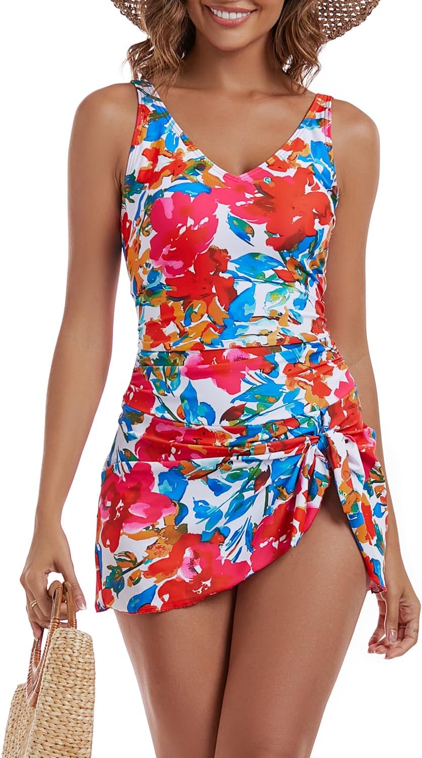 Manufacturer  One Piece Swim Dress Swimsuits for Women Tummy Control Swimdress Skirt V Neck Bathing Suit  Swimsuit