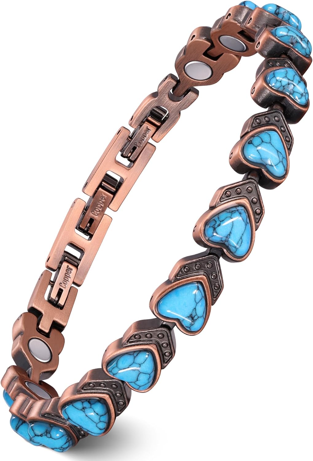 Manufacturer  Feraco Pure Copper Bracelets for Women, Ultra Strength Magnetic Bracelet with 3800 Gauss Magnets & Natural Turquoise & Stones, Adjustable, Jewelry Gift  bracelets