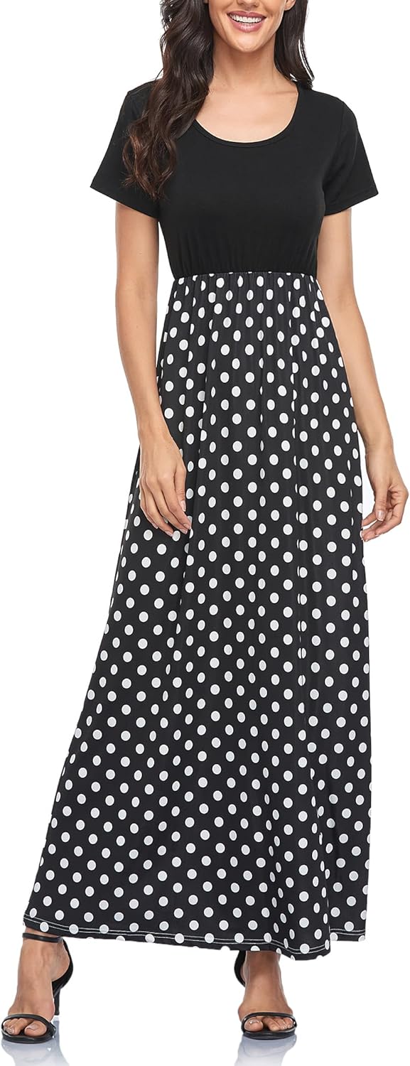 Manufacturer  Lacavocor Womens Short Sleeve Maxi Dresses Empire Waist Long Dress dresses