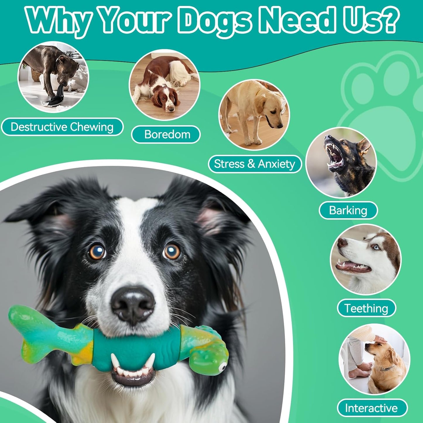 Manufacturer   Dog Toys for Aggressive Chewers, Interactive Dog Chew Toys for Large Dogs, Squeaky Chew Toys to Keep Them Busy, Tough Toys for Medium/Large Breed (Green)    Dog toy