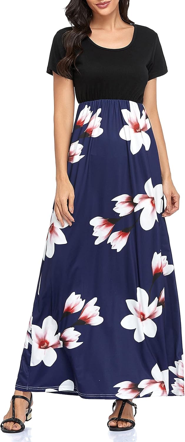 Manufacturer  Lacavocor Womens Short Sleeve Maxi Dresses Empire Waist Long Dress dresses