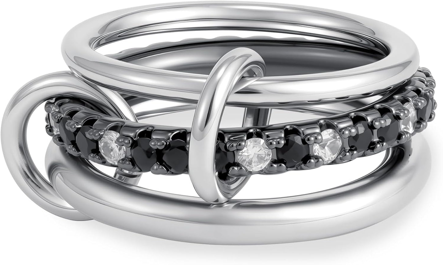 Manufacturer  Gold Stackable Rings for Women, 14K Gold Plated Cubic Zirconia Rings, Silver Gold Multi Ring Mixed Metals Stackable Ring Set for Women Non Tarnish   rings