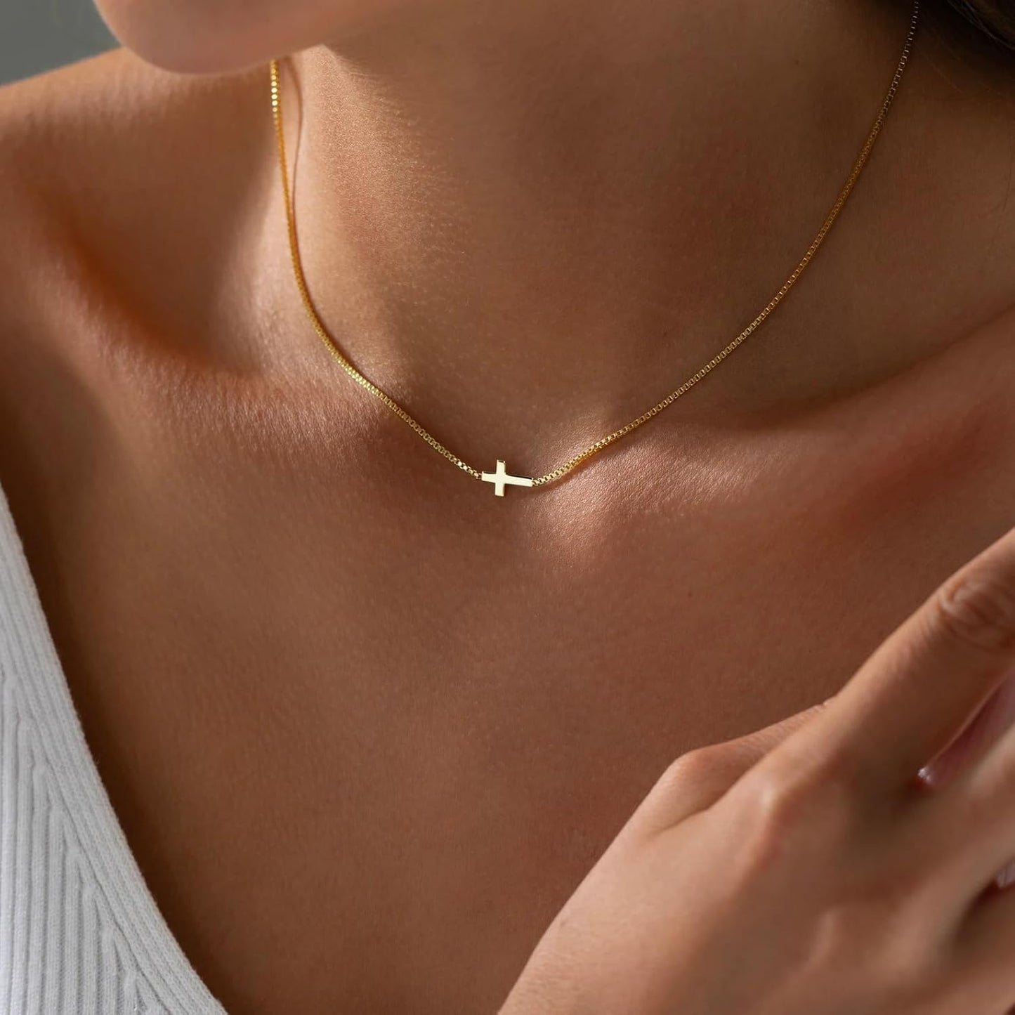 Manufacturer  Cross Necklace for Women 14K Gold Silver Plated Dainty Small Cross Pendant Choker Simple Trendy Cute Cross Charm Chain Necklace Easter Basket Stuffers Baptism Religious Faith Jewelry Gift  Necklace