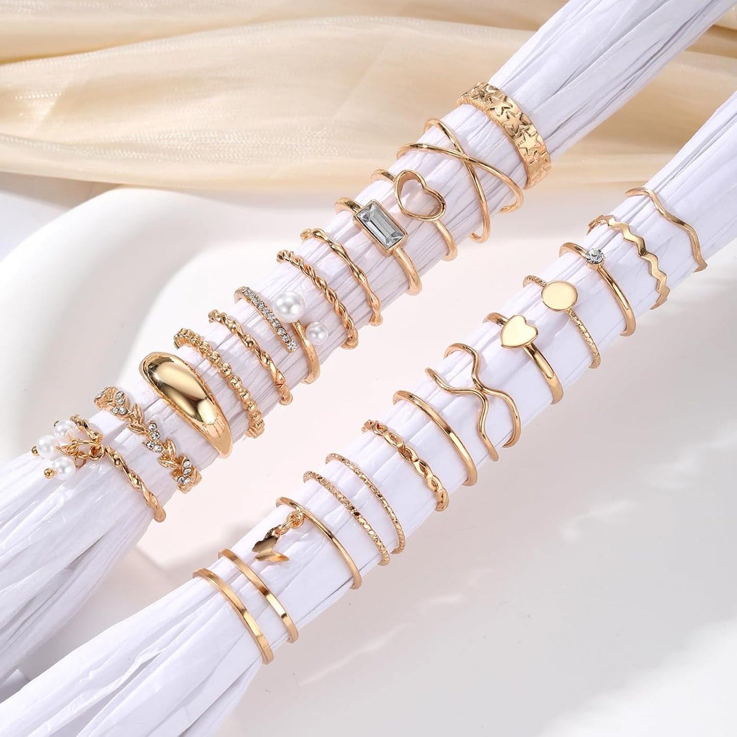 Manufacturer  IFKM 51 Pcs Gold Knuckle Rings Set For Women Girls Vintage Stackable Joint Finger Midi Rings Dainty Cubic Zirconia Crystal Simple Twist Hollow Cute Rings Pack Jewelry Gift   rings
