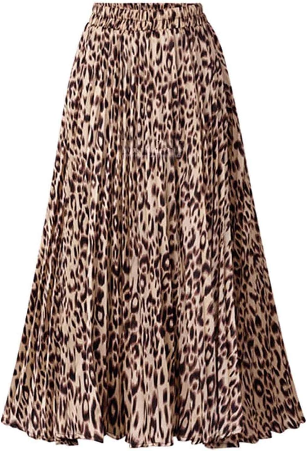 Manufacturer  Basoteeuo Womens Skirt Leopard Print Midi Long Shirring Pleated Skirts High Waisted A Line Skirts