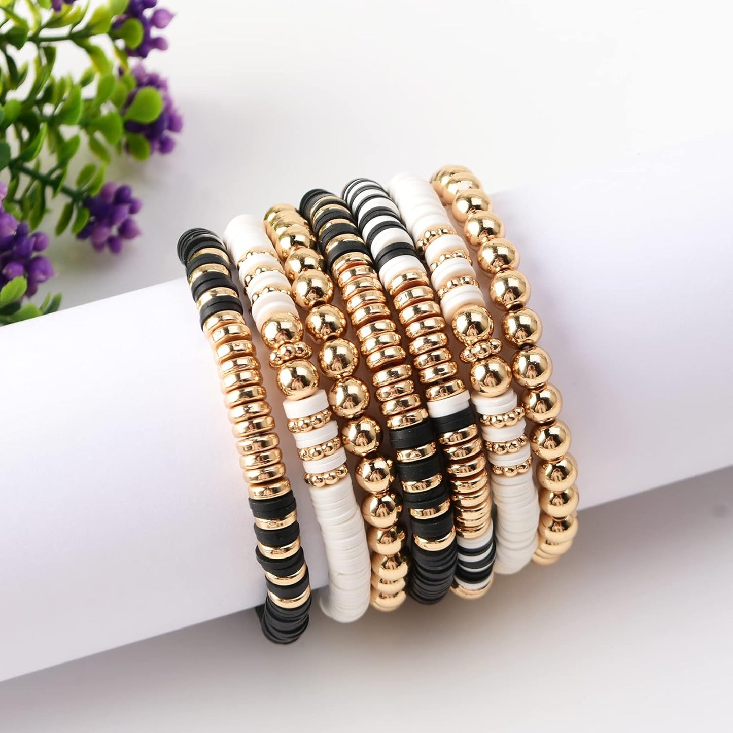 Manufacturer  GOOJIDS Surfer Heishi Clay Bead Bracelets for Women Bohemian Stackable Gold Beaded Stretch Bracelets Elastic Layering Friendship Bracelets Set Boho Jewelry  bracelets