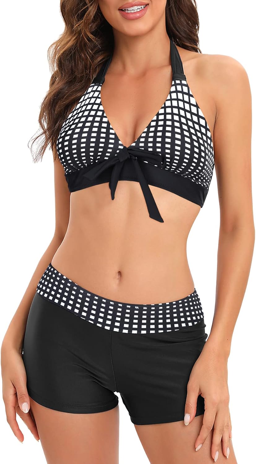 Manufacturer  Women's Sporty Two Piece Swimsuits Halter Push Up Bathing Suits Athletic Swimwear for Women  Swimsuit