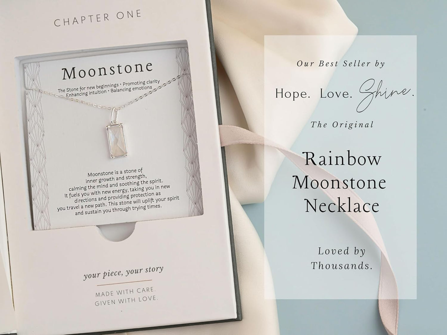 Manufacturer  HOPE LOVE SHINE New Beginnings Rainbow Moonstone Sterling Silver Necklace for Women  necklace