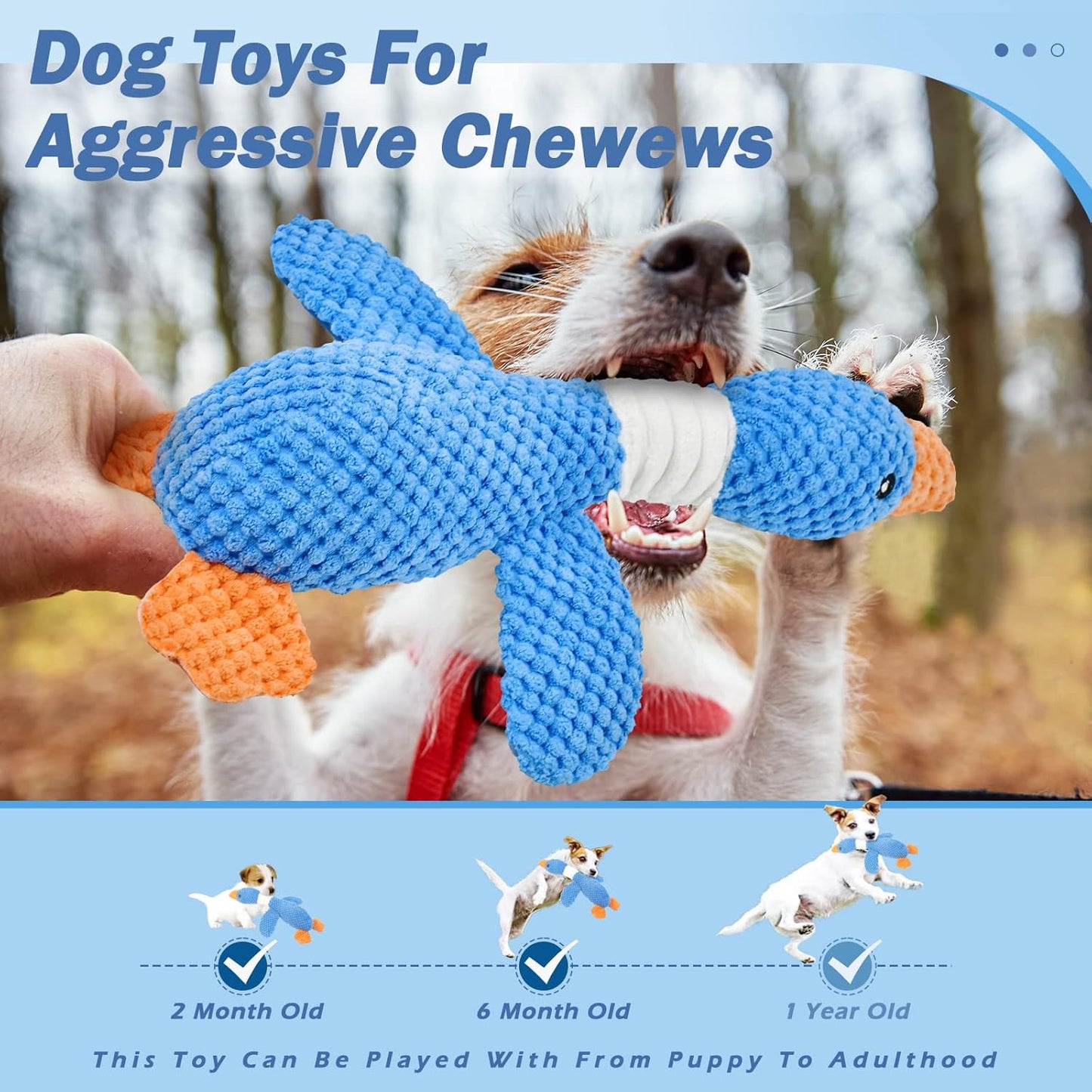 Manufacturer   Vitscan Upgraded Goose Indestructible Dog Toys for Aggressive Chewers Small Medium Large Breed, Crinkle Squeaky Plush Dog Puppy Chew Toys for Teething, Duck Puppy Toys    Dog toy