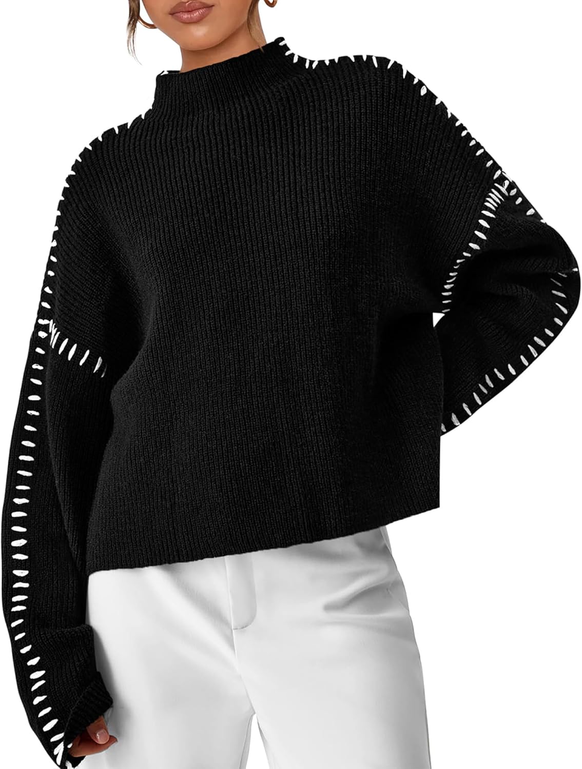 Manufacturer  PRETTYGARDEN Women's Chunky Knit Sweaters  Fall Long Sleeve Mock Neck Oversized Pullover Tops Winter Fashion Clothes   sweaters