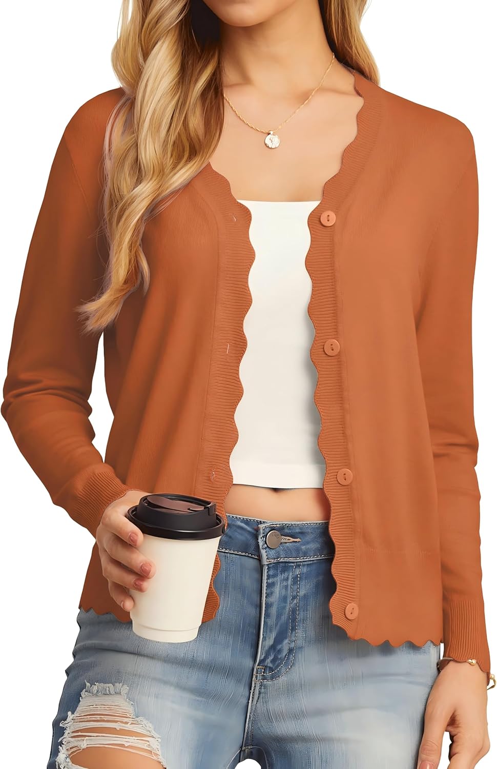 Manufacturer  GRECERELLE Women's Long Sleeve V-Neck Button Down Cardigan Knit Shrugs Sweater   sweaters