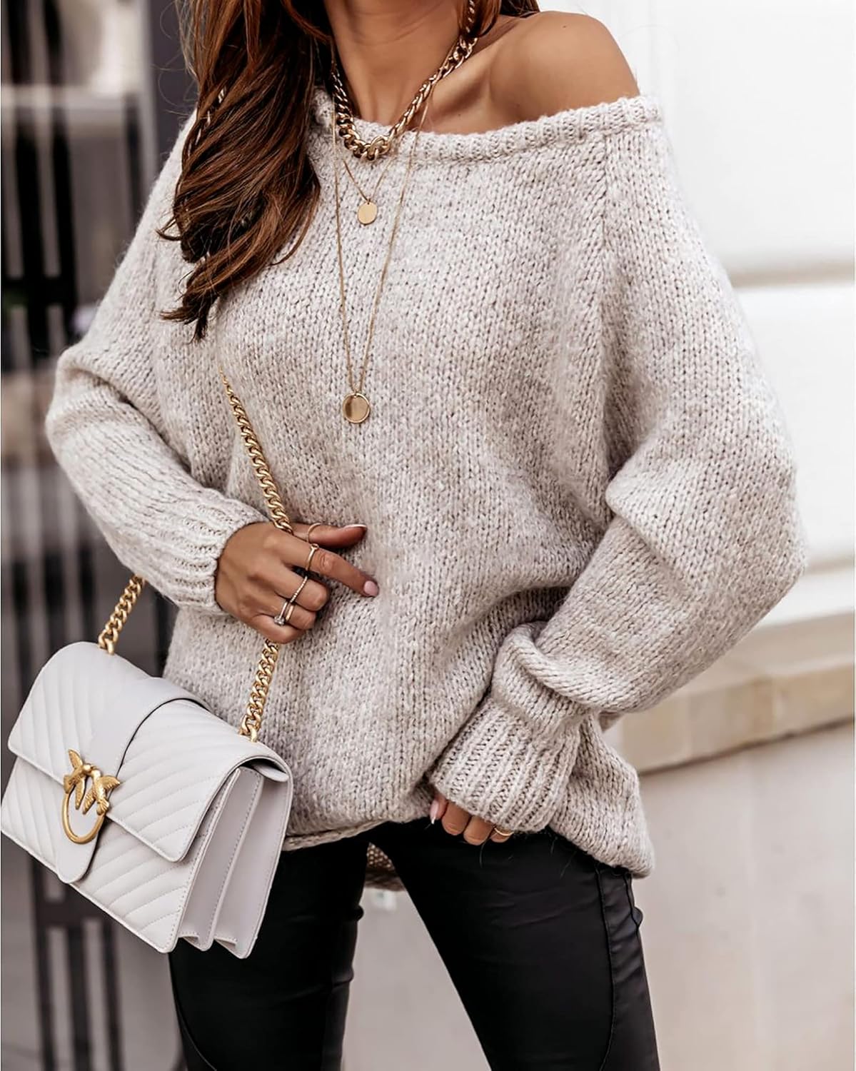 Manufacturer  BTFBM Women Casual Long Sleeve Fall Sweaters Crew Neck Solid Color Soft Ribbed Knitted Oversized Pullover Loose Fit Jumper   sweaters