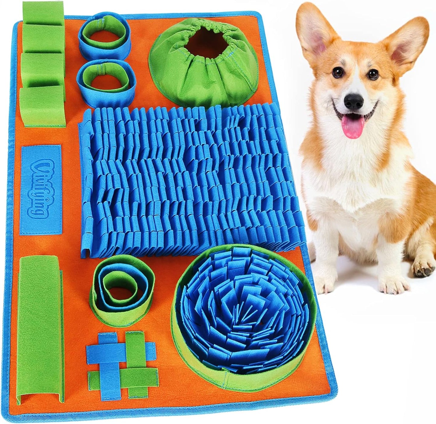 Manufacturer   Vivifying Snuffle Mat for Dogs, Interactive Dog Puzzle Toy for Boredom and Mental Stimulation, Enrichment Feeding Game Sniff Mat Helps Slow Eating and Keep Busy    Dog toy