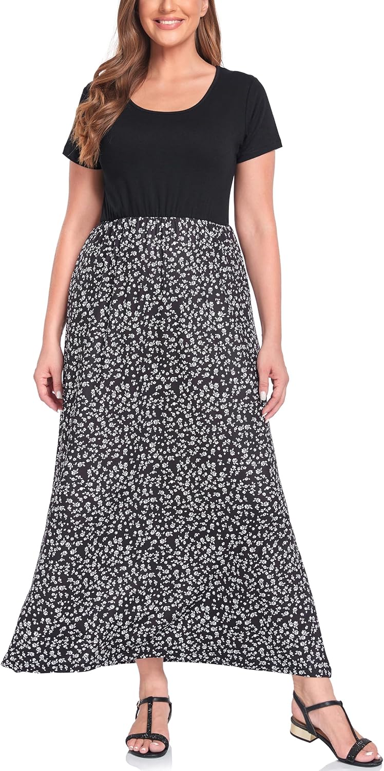 Manufacturer  Lacavocor Womens Short Sleeve Maxi Dresses Empire Waist Long Dress dresses