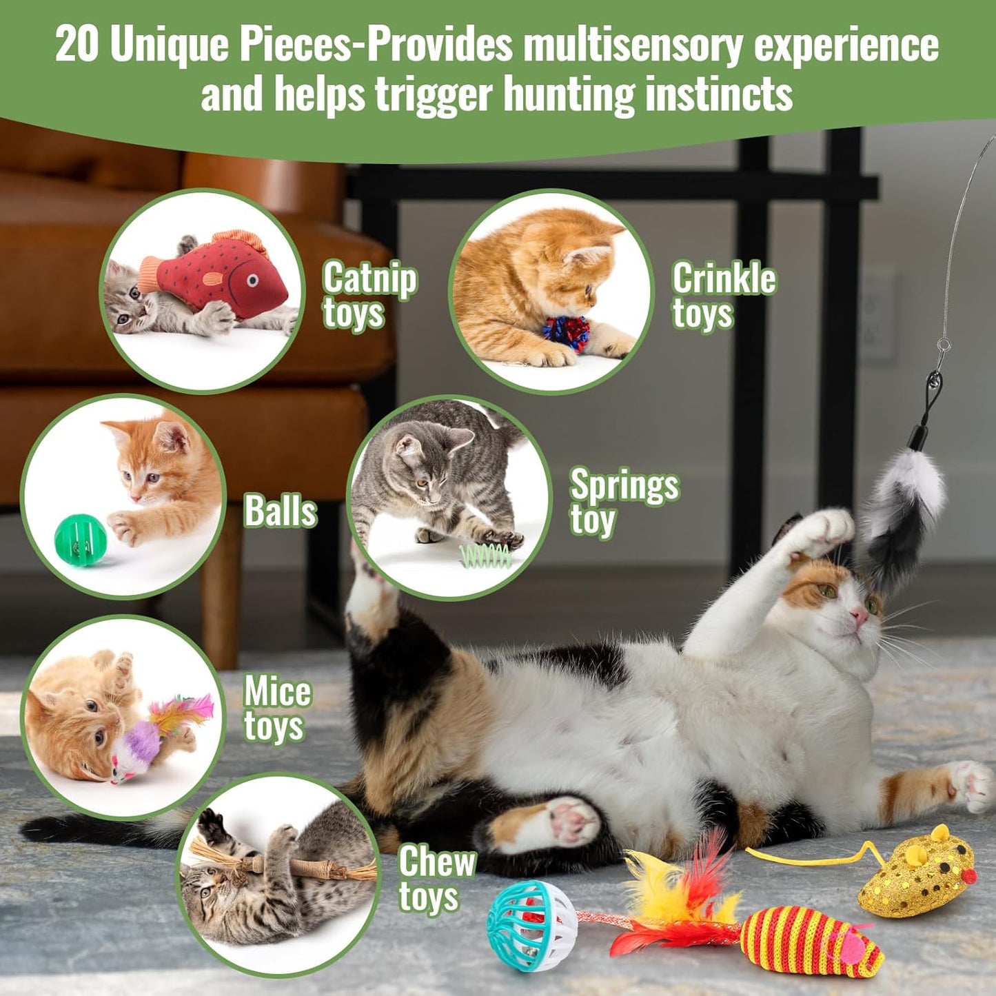 Manufacturer  Fashion's Talk Cat Toys Variety Pack for Kitty 20 Pieces    Cat toy