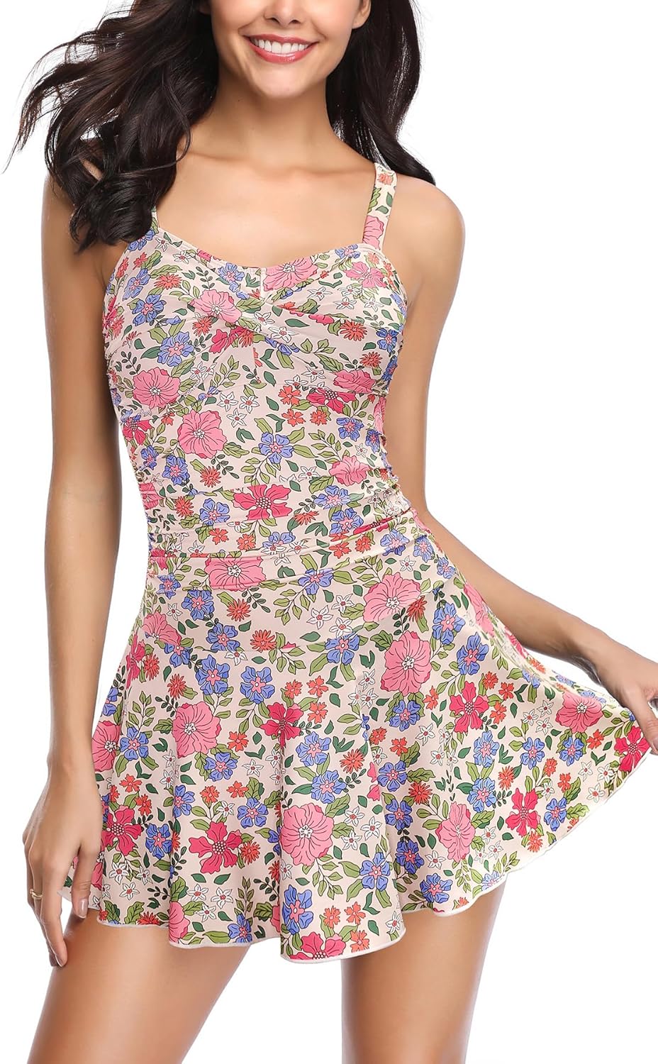 Manufacturer  SHEKINI Women's Crossover Ruched Skirt One Piece Swimdress Swimsuit Bathing Suit  Swimsuit