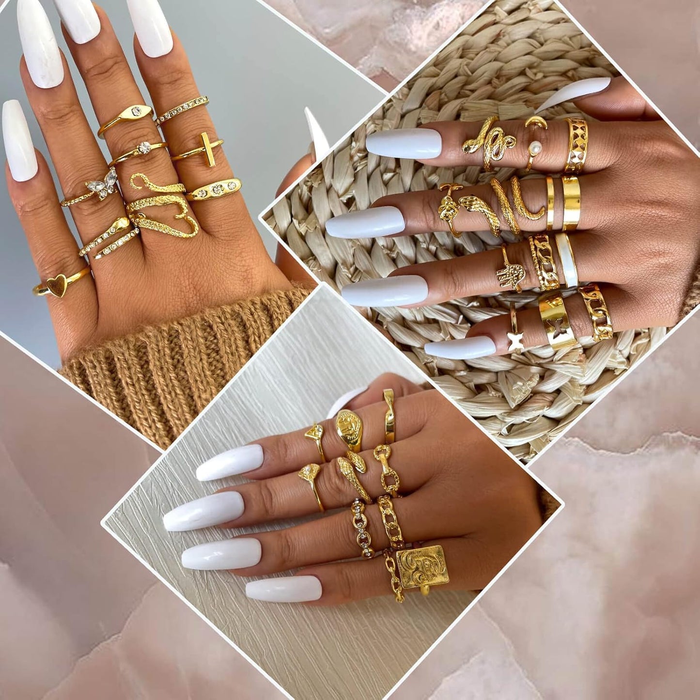 Manufacturer  17KM 60 Pcs Gold Stacks Ring Sets for Women Non Tarnish, Dainty Vintage Stackable Rings Pack, Finger Midi Knuckle Rings for Jewelry Gift   rings