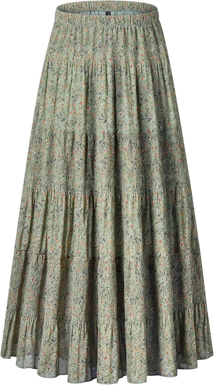 Manufacturer  NASHALYLY Women's Chiffon Elastic High Waist Pleated A-Line Flared Maxi Skirts