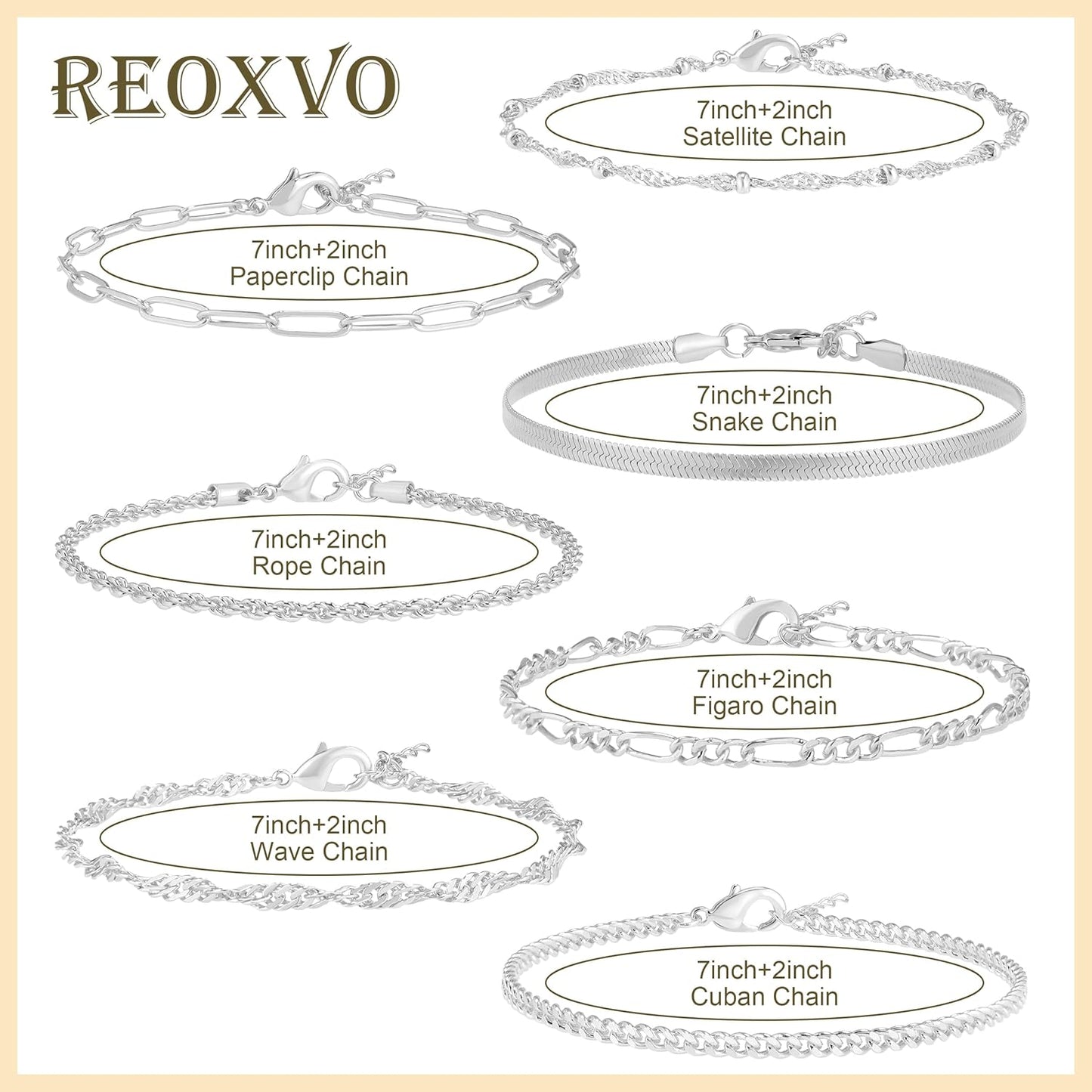 Manufacturer  Reoxvo Dainty Bracelets for Women Trendy, Sterling Silver Plated Brass Link Chain Charm Bracelet Set for Women Stack 14K Gold Plated Brass Link Bracelets Jewelry Gift for Women  bracelets