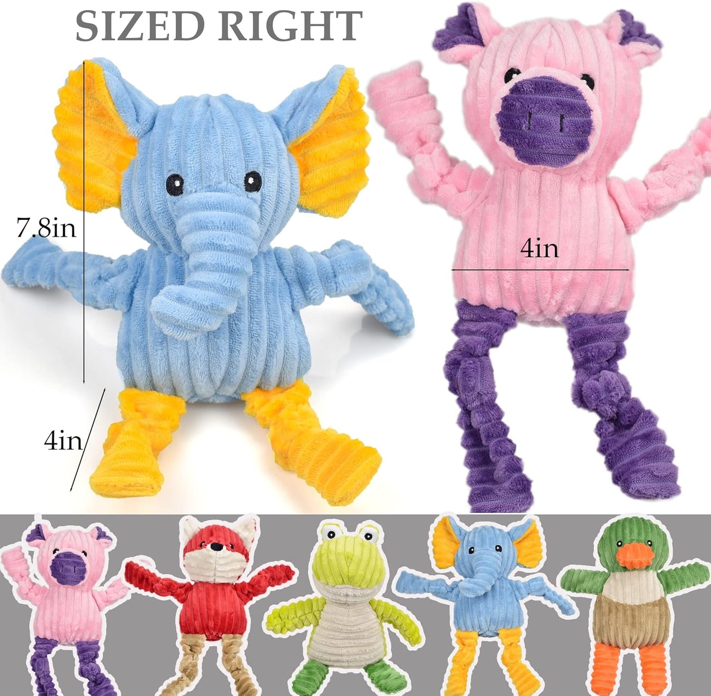 Manufacturer   5 Pack Tough Dog Toys Stuffed Squeaky Dog Toys Assortment Plush Animal Dog Toy Value Bundle Puppy Pet Dog Toys for Small Medium Large Dogs    Dog toy