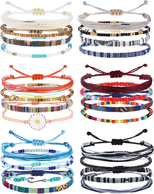 Manufacturer  LOLIAS 24 Pieces Waterproof String Bracelets for Women Surfer Wave Boho Bracelet Adjustable Handmade Friendship Bracelet String Ocean Beach Boho Bracelets Anklets for Women  bracelets