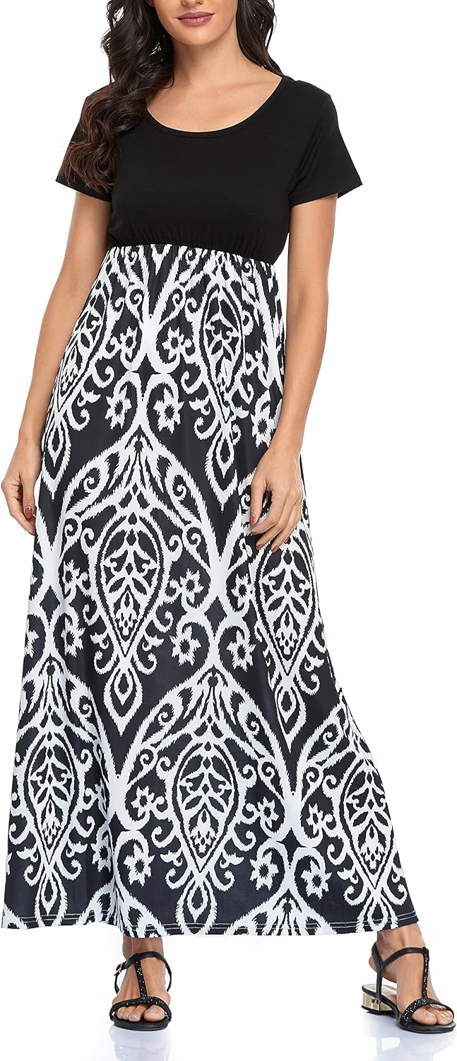 Manufacturer  Lacavocor Womens Short Sleeve Maxi Dresses Empire Waist Long Dress dresses